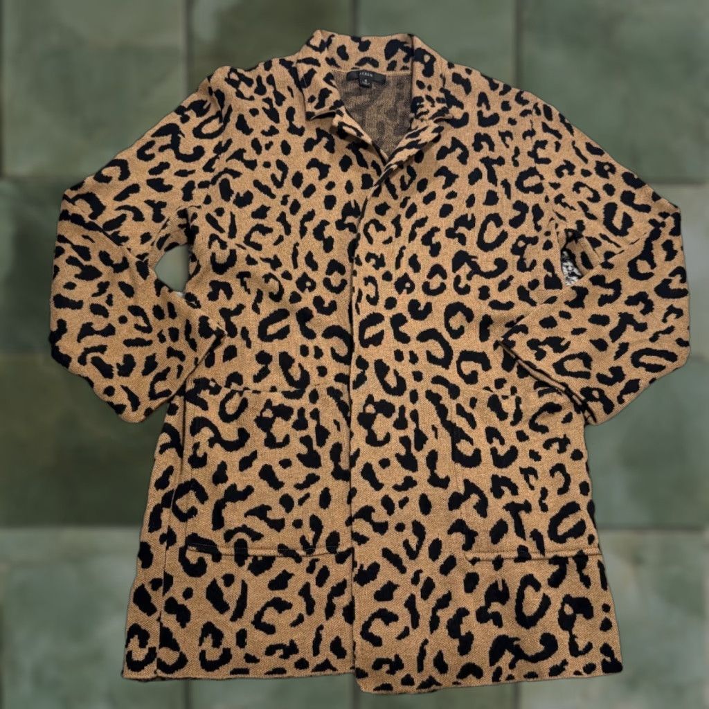J.Crew VINTAGE J. Crew Sophie Leopard Print Blazer Women's Sz S Open Front Merino Wool Tan Size S / US 4 / IT 40 - 1 Thumbnail