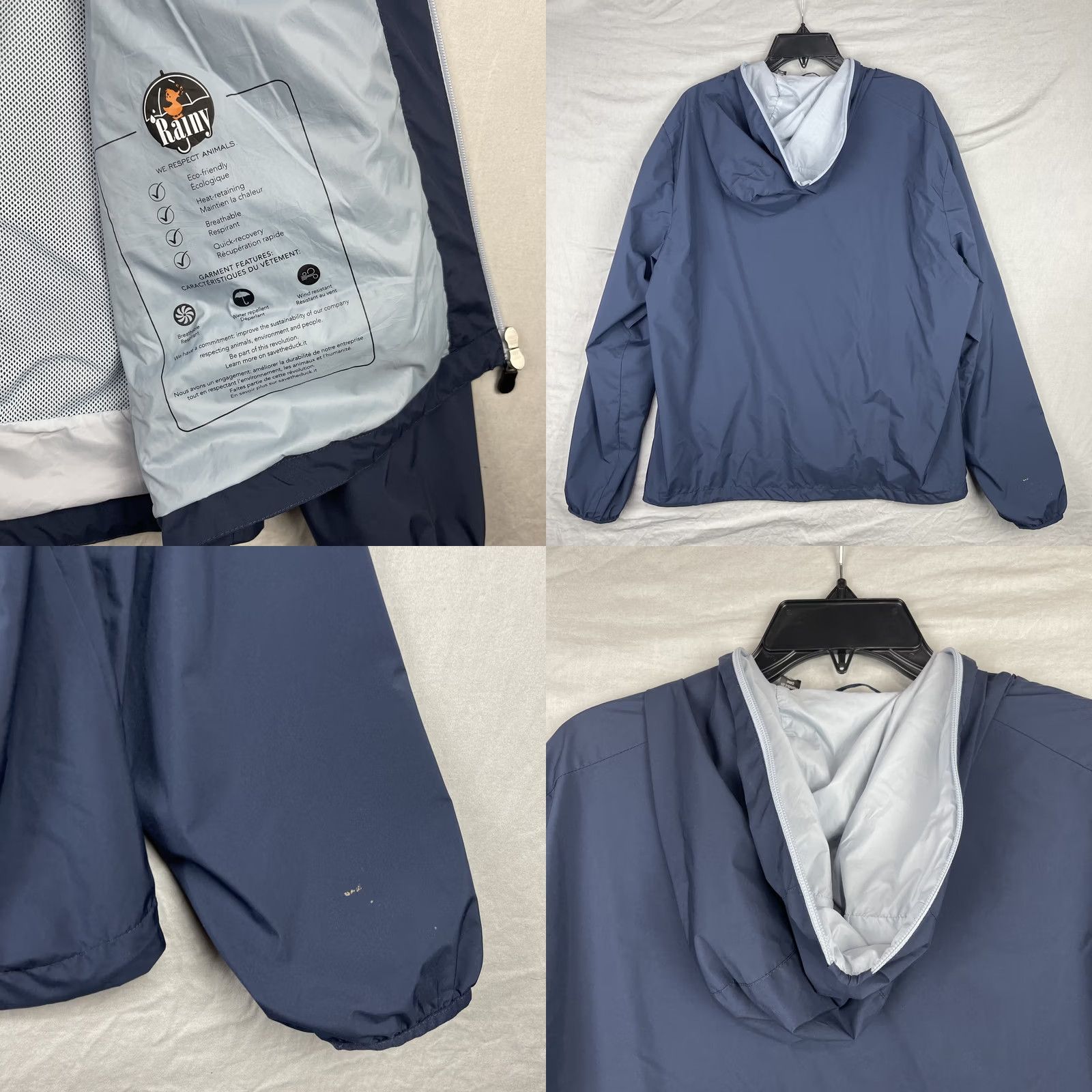 Save The Duck Save The Duck Jacket Womens XL Rainy Hooded Water Repellent Blue Jacket Size XL / US 12-14 / IT 48-50 - 9 Thumbnail