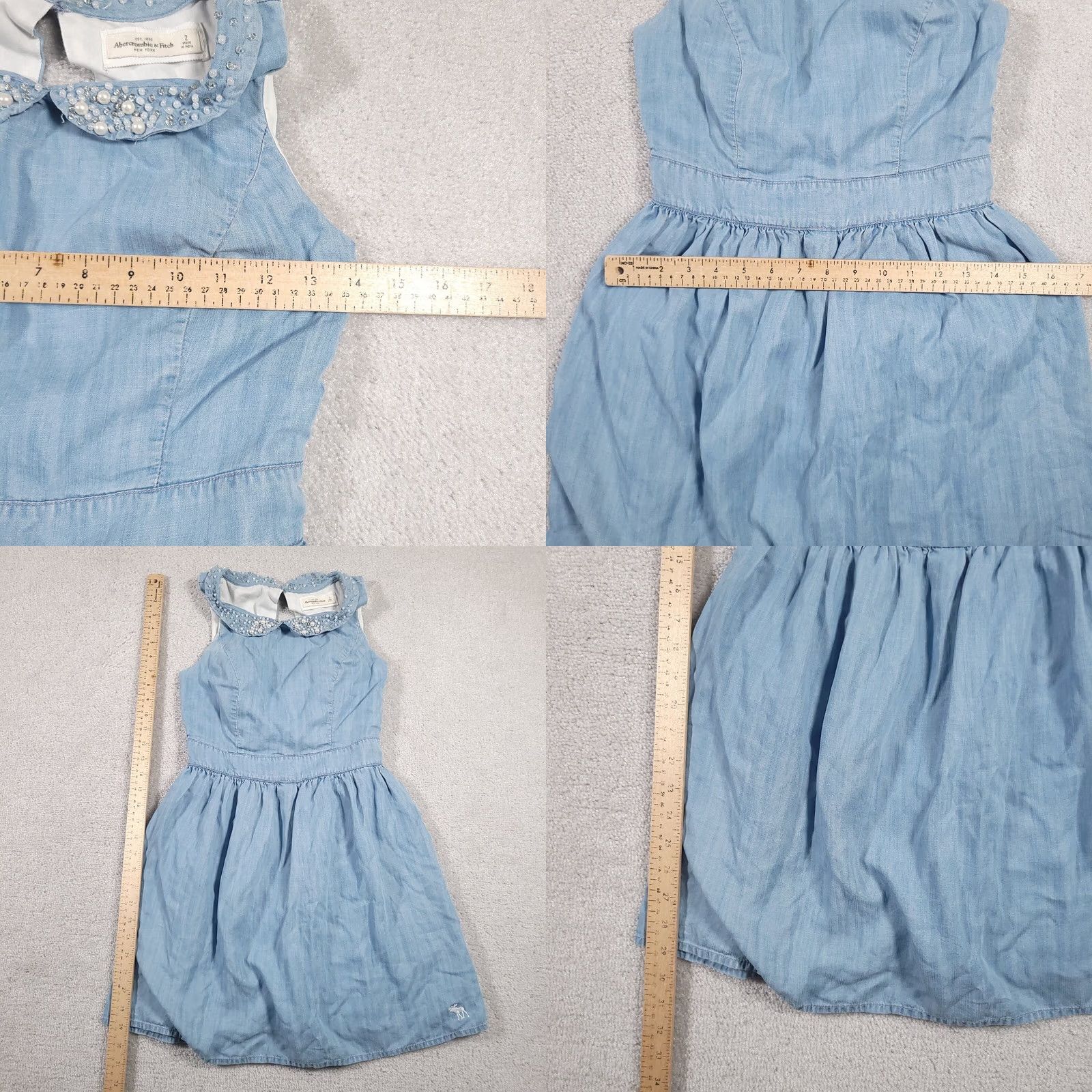Abercrombie & Fitch VINTAGE Abercrombie & Fitch Mini Dress Women Beaded Cutout Back Blue Collar Y2K Dress A-Line Short Sleeveless Zip Size S / US 4 / IT 40 - 8 Thumbnail