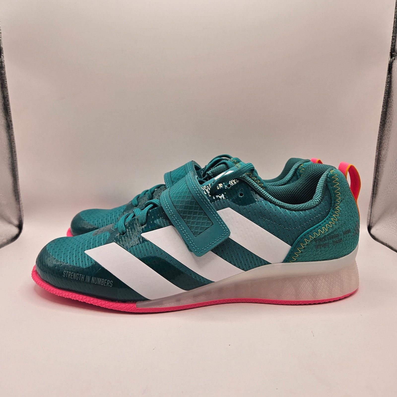 Adidas ADIDAS MEN'S 11 ADIPOWER WEIGHTLIFTING 3 SHOES TEAL WHITE Size US 11 / EU 44 - 2 Thumbnail