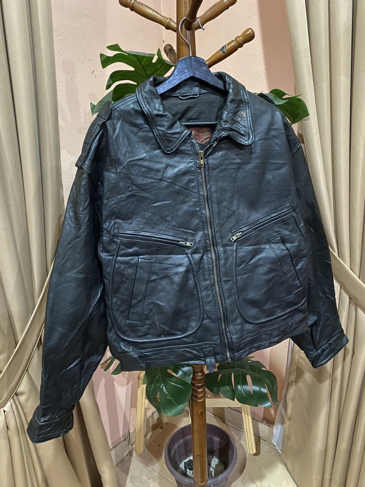 Other Vintage Ghezzi Aero Wear Black Leather Blouson Jacket Size US L / EU 52-54 / 3 - 3 Thumbnail