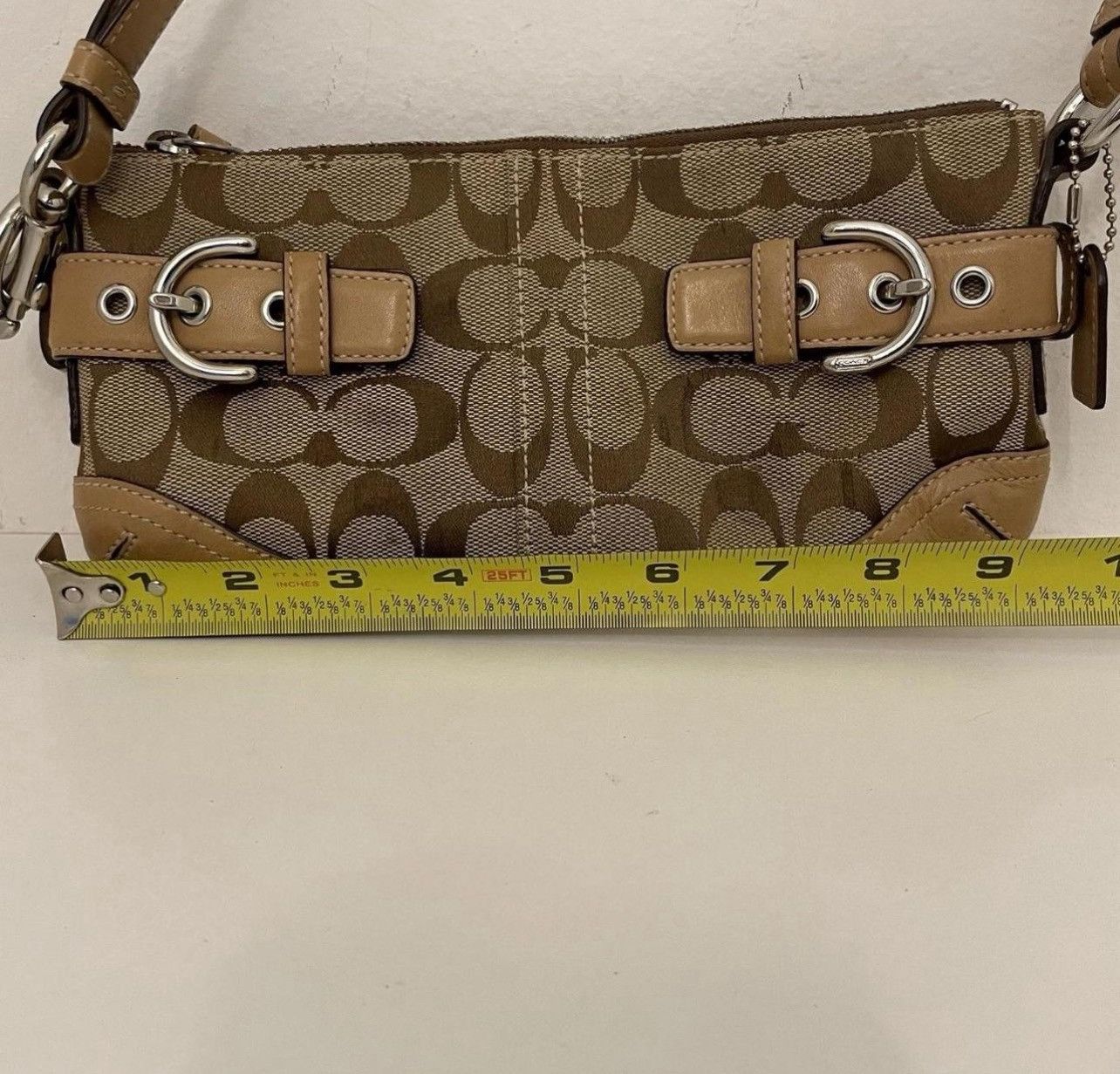 Coach VTG Coach Mini Signature Leather Tan Buckle Demi Clutch Size ONE SIZE - 6 Thumbnail