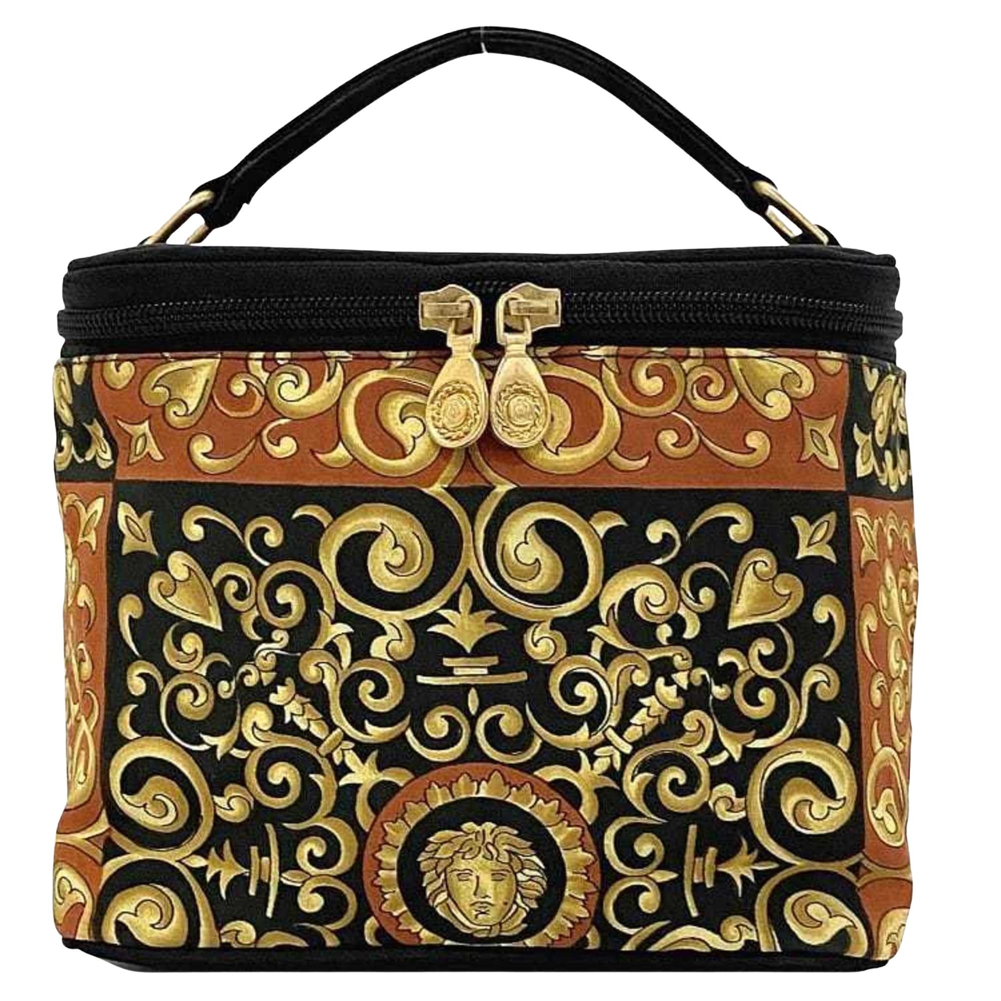 image of Versace Vanity Handbag in Black, Women's