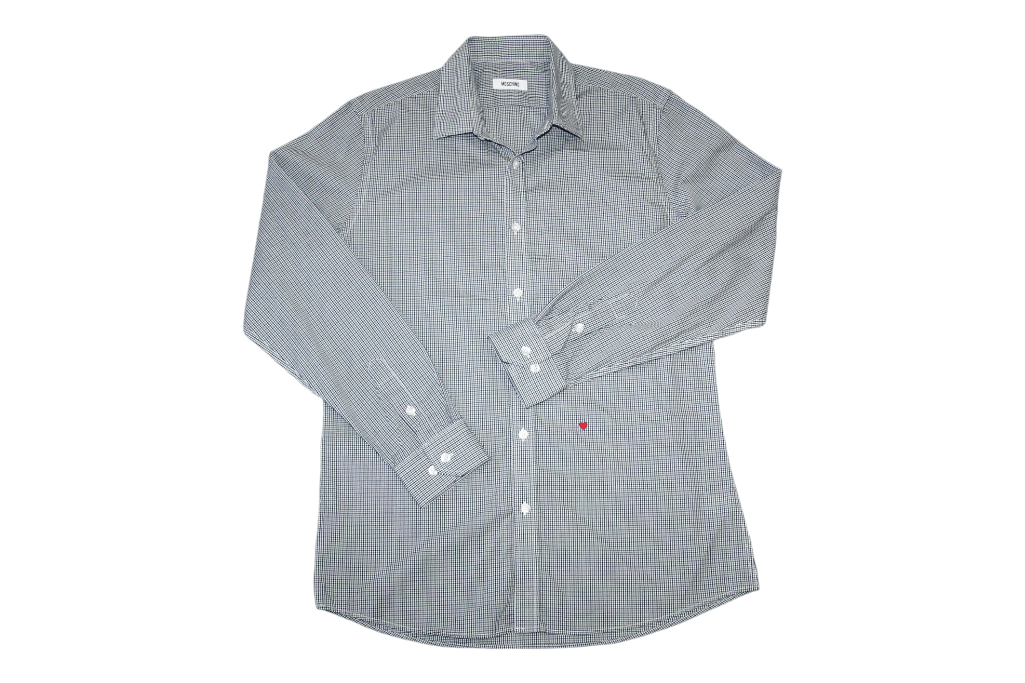 Moschino Moschino Slim Fit Heart Logo Checkered Egyptian Cotton Shirt Size US L / EU 52-54 / 3 - 9 Thumbnail