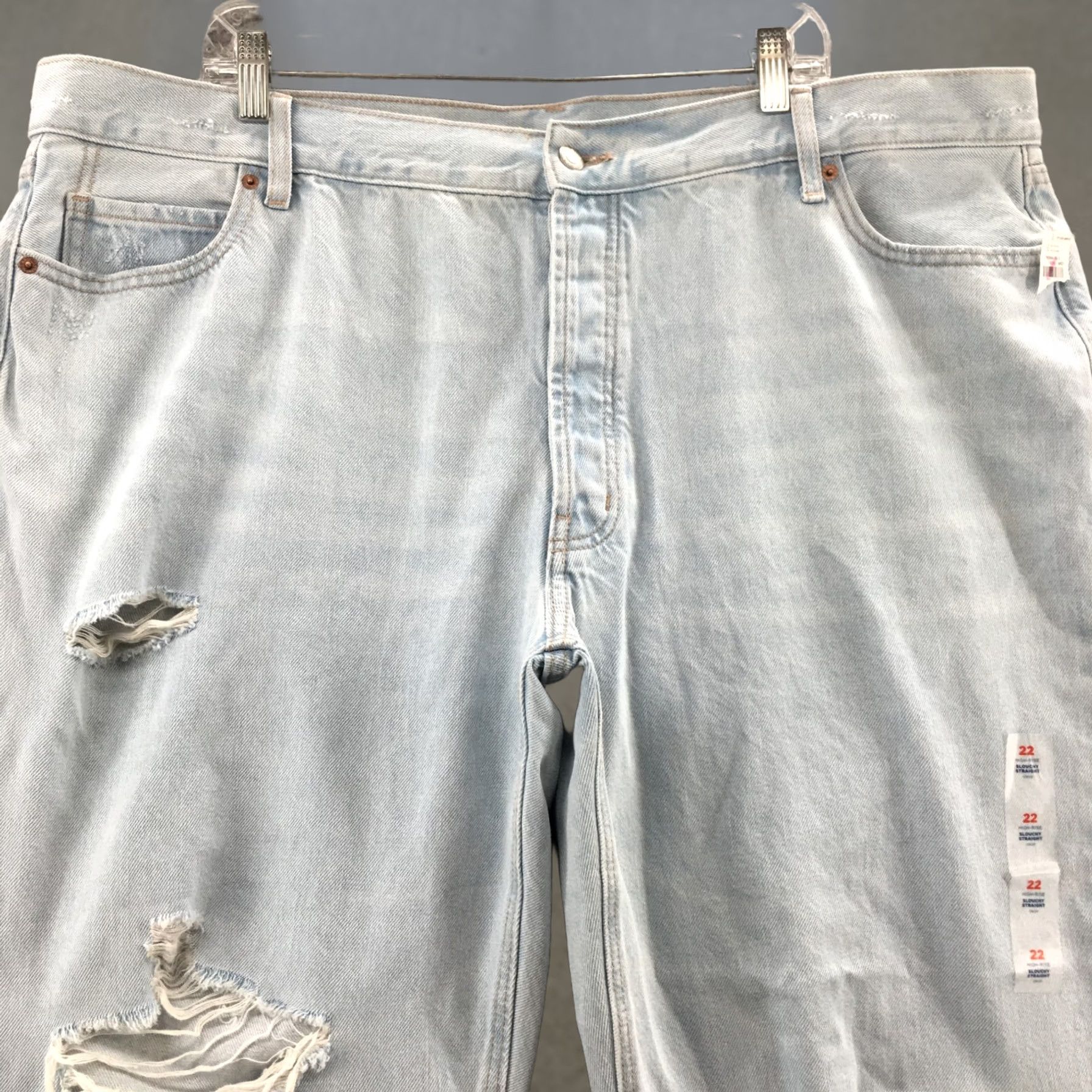 Old Navy Old Navy Jeans Womens 22 Slouchy Straight Leg Blue Button Fly NEW Jeans Size 40" / US 18 - 1 Thumbnail