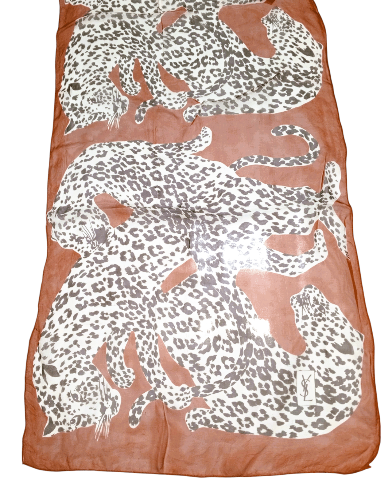 Yves Saint Laurent Yves Saint LAURENT YSL Paris Leopard Vintage Silk Scarf Size ONE SIZE - 1 Thumbnail