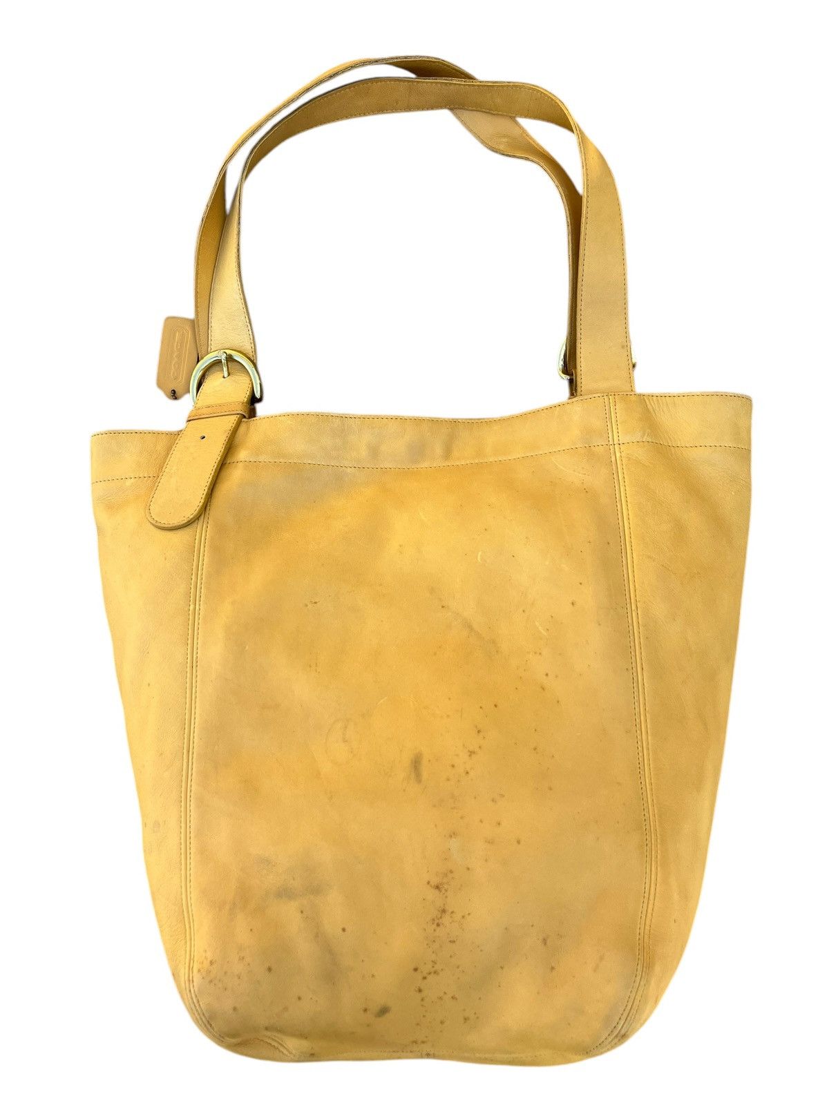 Leather Vintage 90s COACH Scratches Stains Patina Leather Tote Bag Size ONE SIZE - 5 Thumbnail