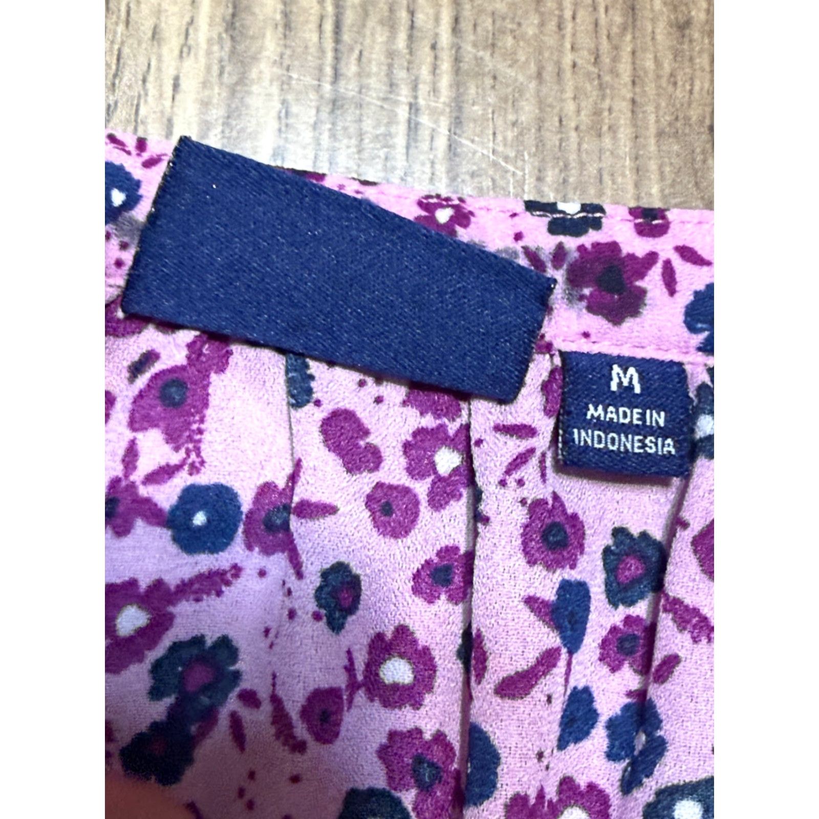 Vintage NorthCrest Blouse Women Medium Purple Blue Floral Long Sleeve V-neck Casual Womens Size M / US 6-8 / IT 42-44 - 5 Thumbnail