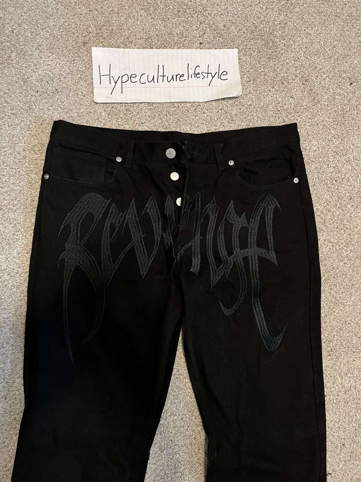 Revenge Revenge Black Jeans Embroidered Denim Size US 32 / EU 48 - 2 Thumbnail