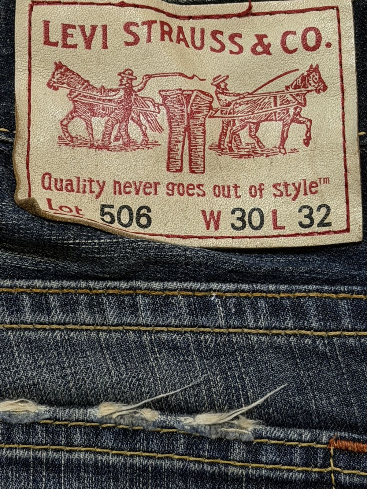 Levi's Vintage Clothing Vintage 90s Levis 506 Blue Wash Faded Distressed Straight Size US 31 - 6 Thumbnail