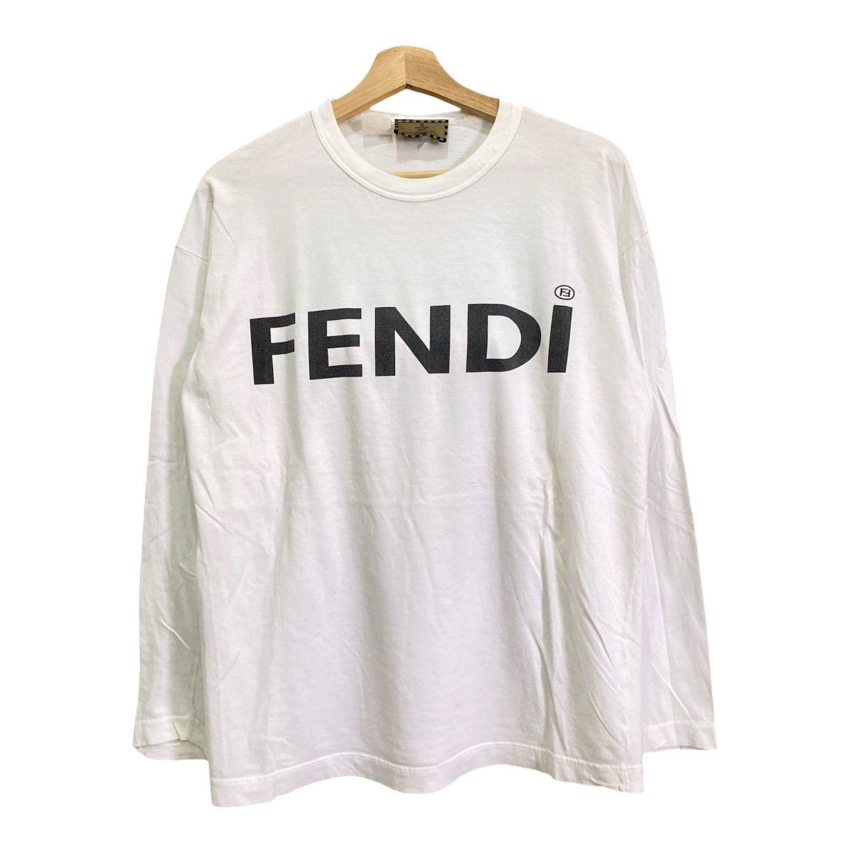 Fendi Vintage Fendi Big Logo Long Sleeve T-Shirt - White Size US M / EU 48-50 / 2 - 1 Thumbnail
