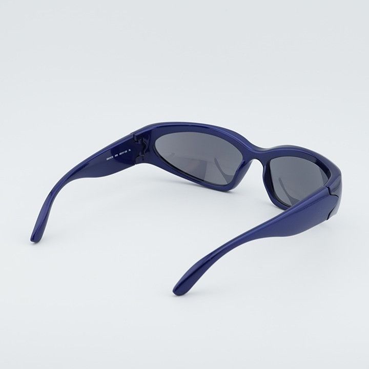 Balenciaga Balenciaga BB0157S 009 Sport Sunglasses Blue Geometric Frame Size ONE SIZE - 4 Thumbnail