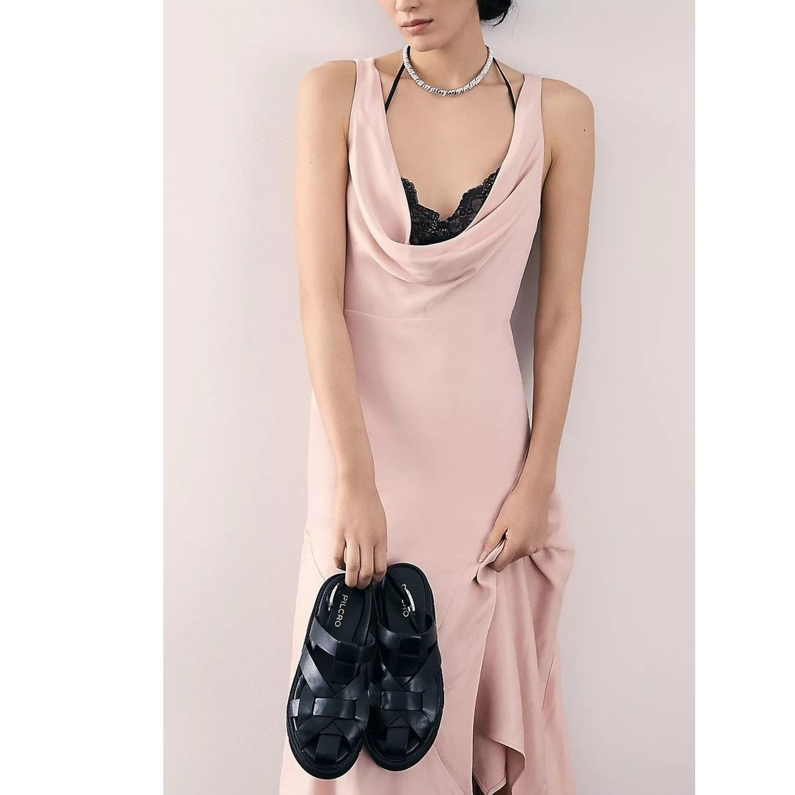 Anthropologie NWT Cowl-Neck Asymmetrical Twofer Slip Dress $178 XS Pink Size XS / US 0-2 / IT 36-38 - 5 Thumbnail