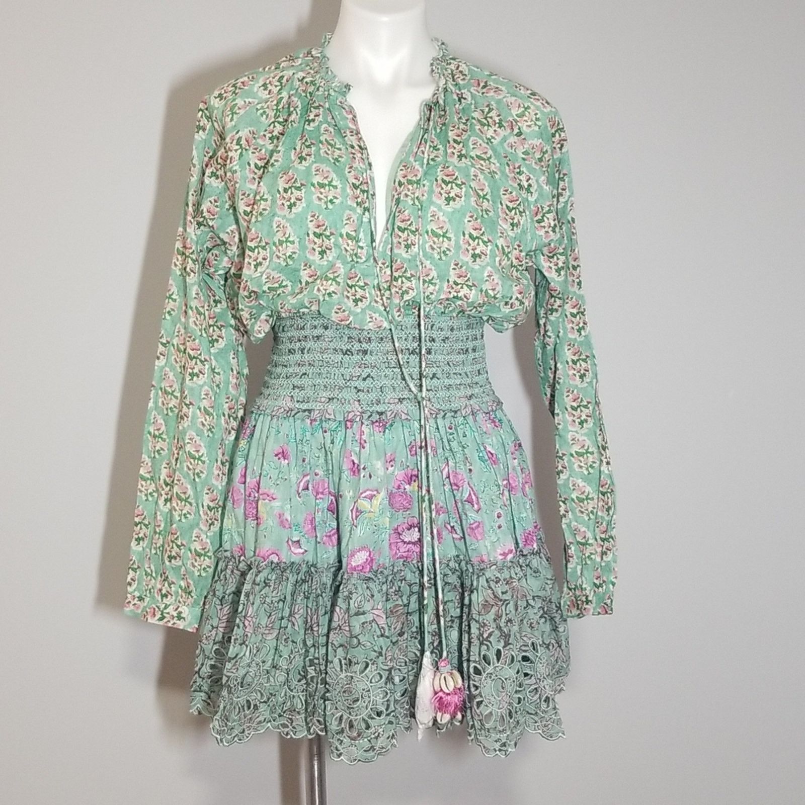 Hemant & Nandita NWT Hemant & Nandita Hera Mini Dress in Mint Macaron Size S / US 4 / IT 40 - 2 Thumbnail