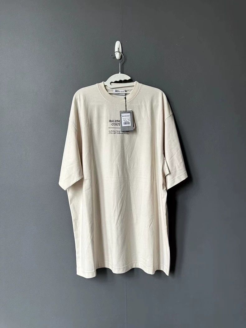 Balenciaga Balenciaga Beige slogan embroidered logo short sleeve 2502- Size US XS / EU 42 / 0 - 1 Thumbnail