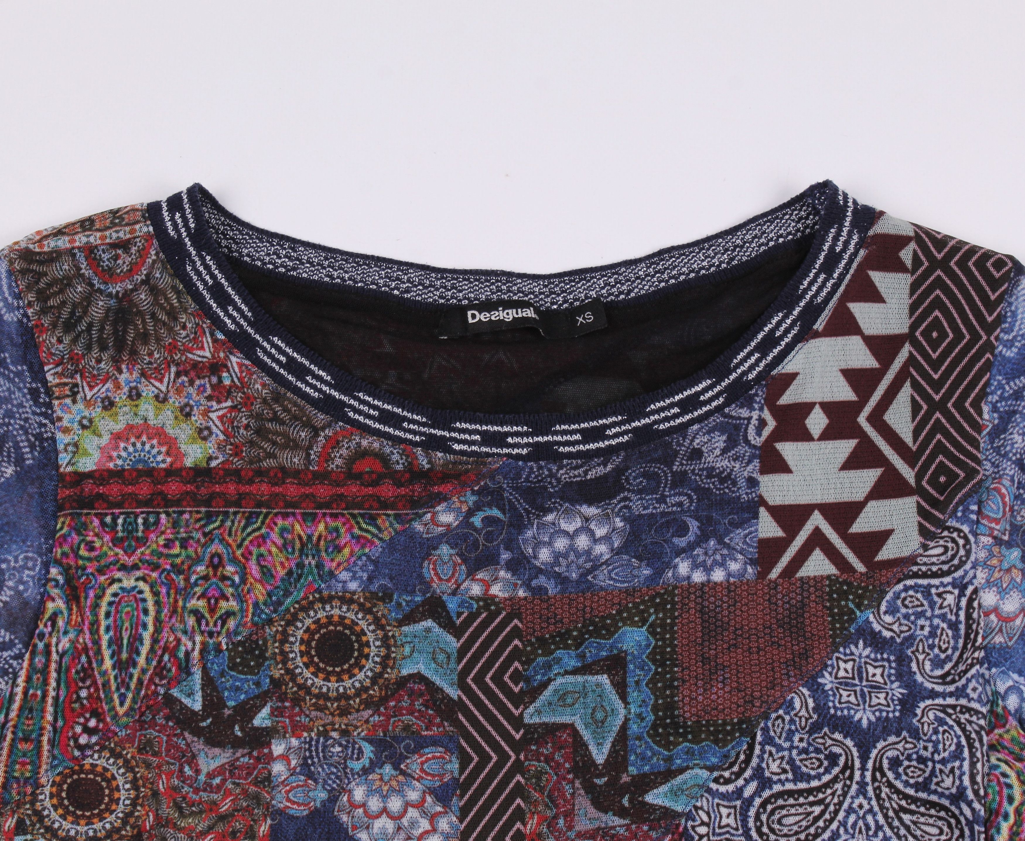 Desigual Desigual Multicolor Boho Mesh T-shirt Size XS / US 0-2 / IT 36-38 - 5 Thumbnail