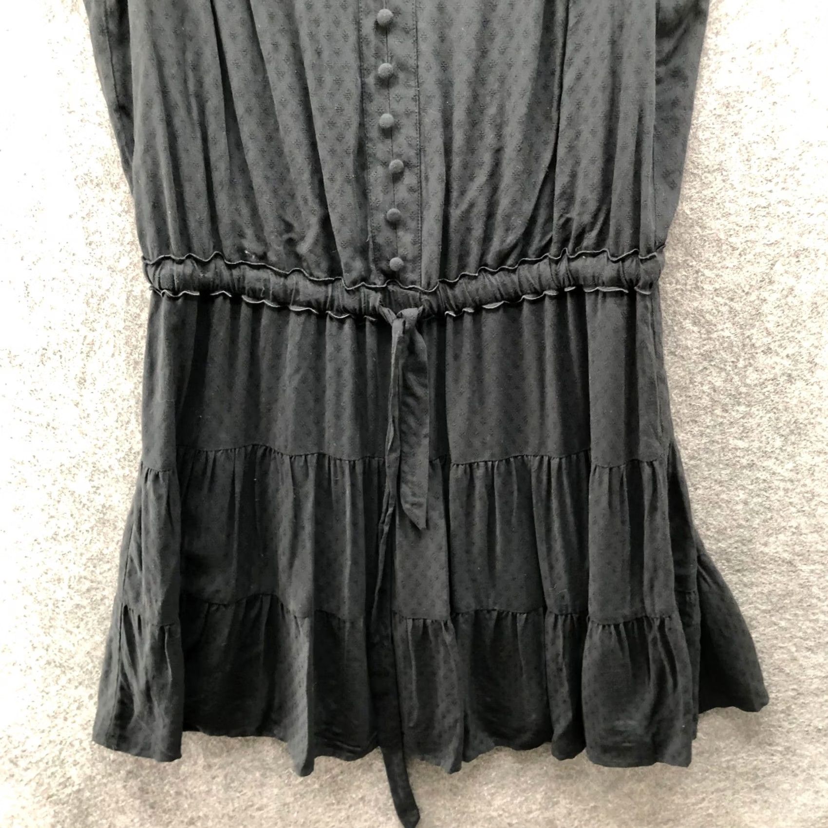 Paige PAIGE Black Mini Dress Womens M V-Neck Tiered Flutter Ruffle Sleeve A-Line Size M / US 6-8 / IT 42-44 - 4 Thumbnail