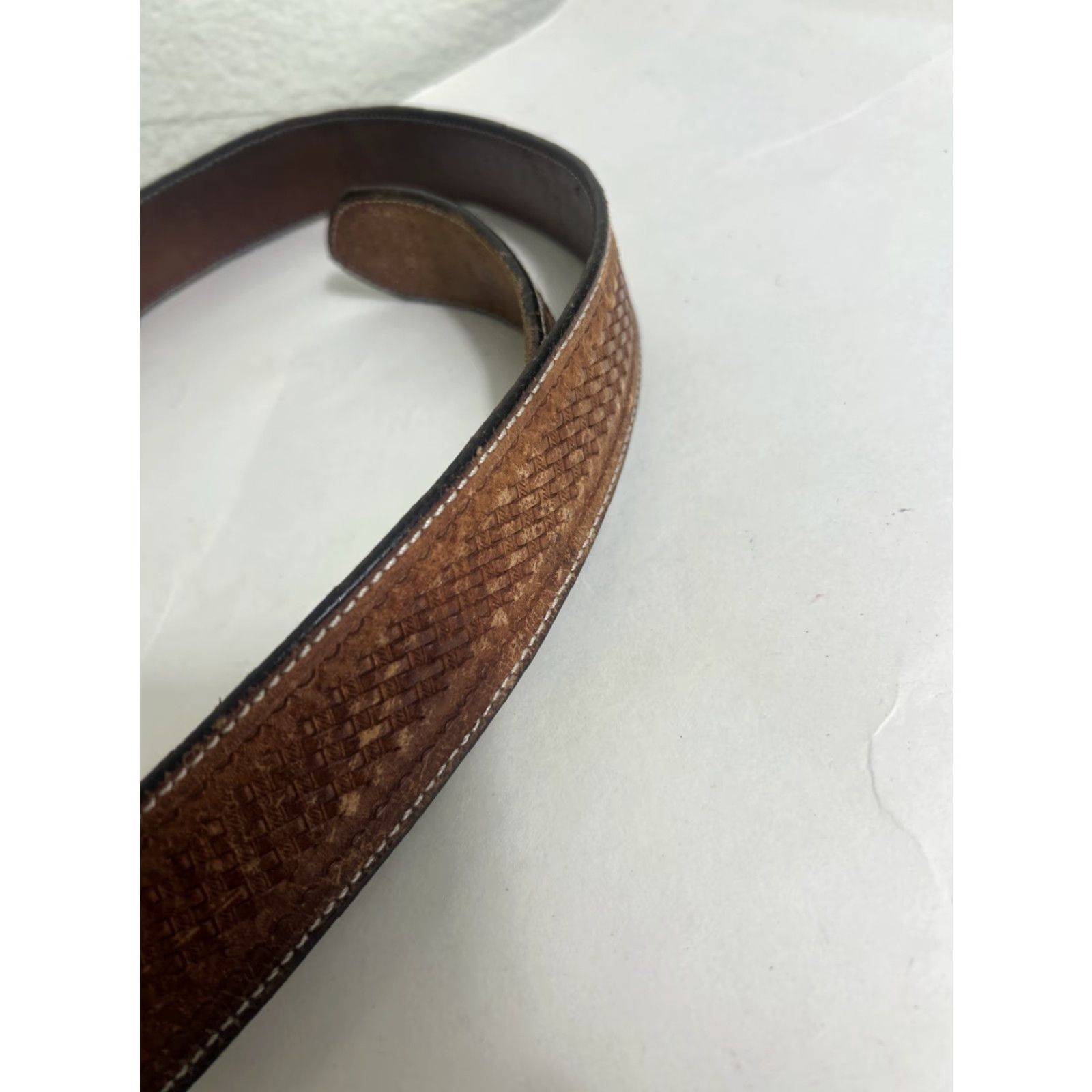 CO VINTAGE Wik Leather Co Belt Western Brown 42 USA Made Handcrafted Cowhide Full Grain Leather Men 1-1/2" Belt Size 42 - 5 Thumbnail