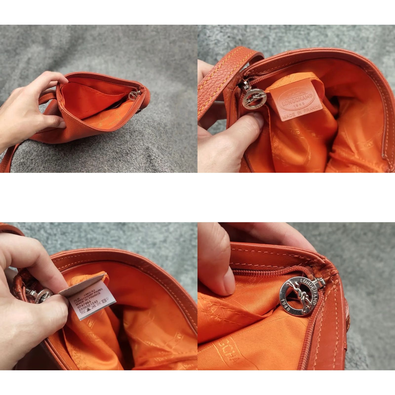 Longchamp VINTAGE Longchamp Design orange leather shoulder messenger Handbag Womens Luxure Size ONE SIZE - 10 Thumbnail