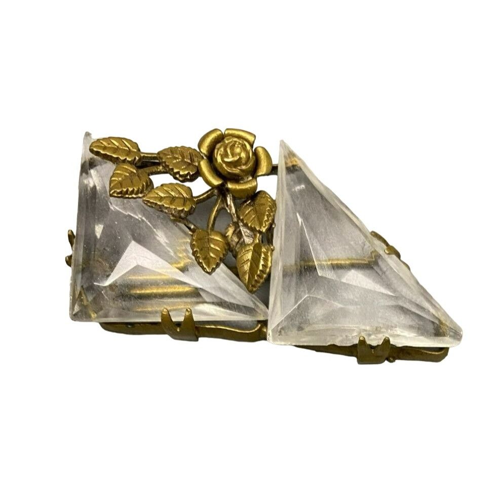 Other Vintage Handmade Modernist Gold-Tone Floral and Glass Geomet Size ONE SIZE - 2 Thumbnail