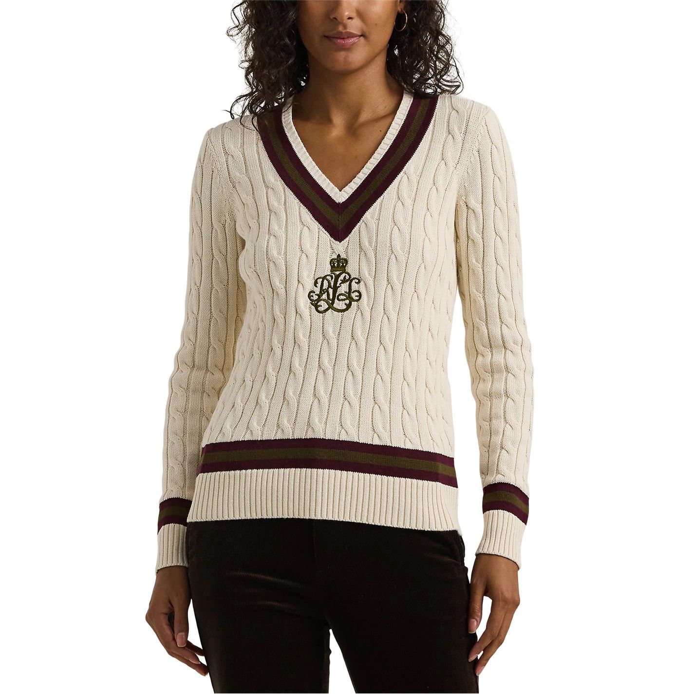 Lauren Ralph Lauren o1g2r1mq0825 Cable-Knit Cricket Jumper in Multicolor Size L / US 10 / IT 46 - 2 Thumbnail