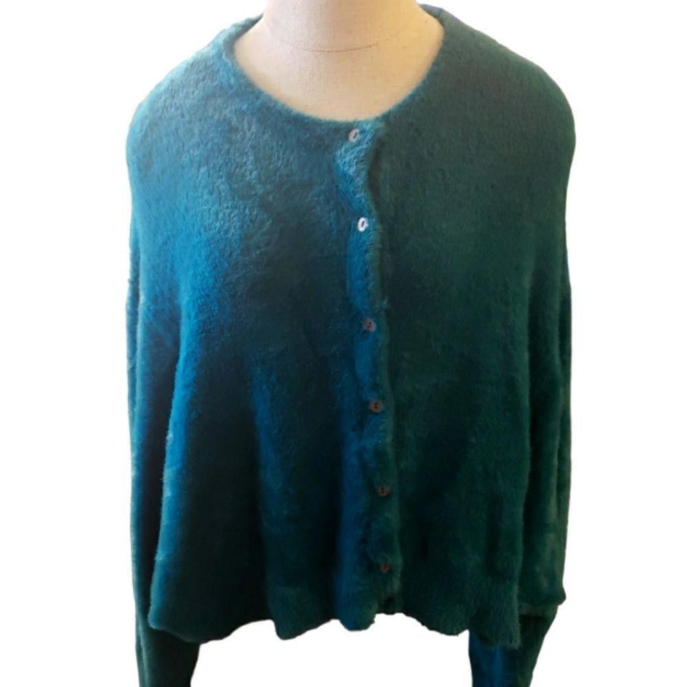 Designer CT1289a Free People Ladies Button Down Teal Sweater. Large Size L / US 10 / IT 46 - 1 Thumbnail