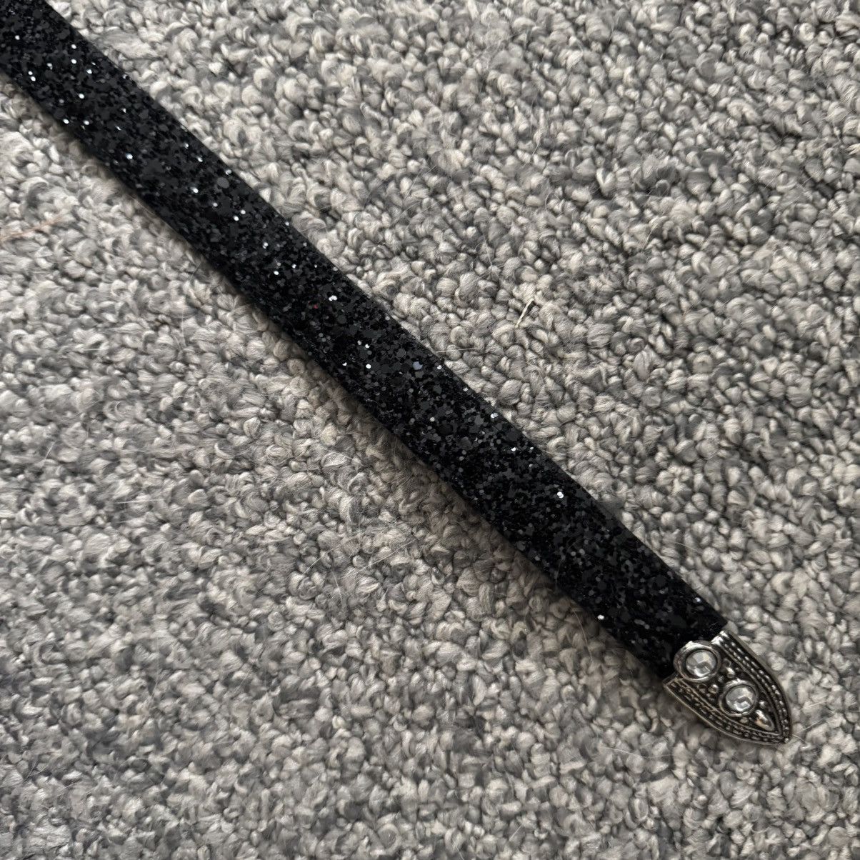 Vintage A. BROD Vintage Black Edgy Western Glitter Skinny Belt Size ONE SIZE - 4 Thumbnail