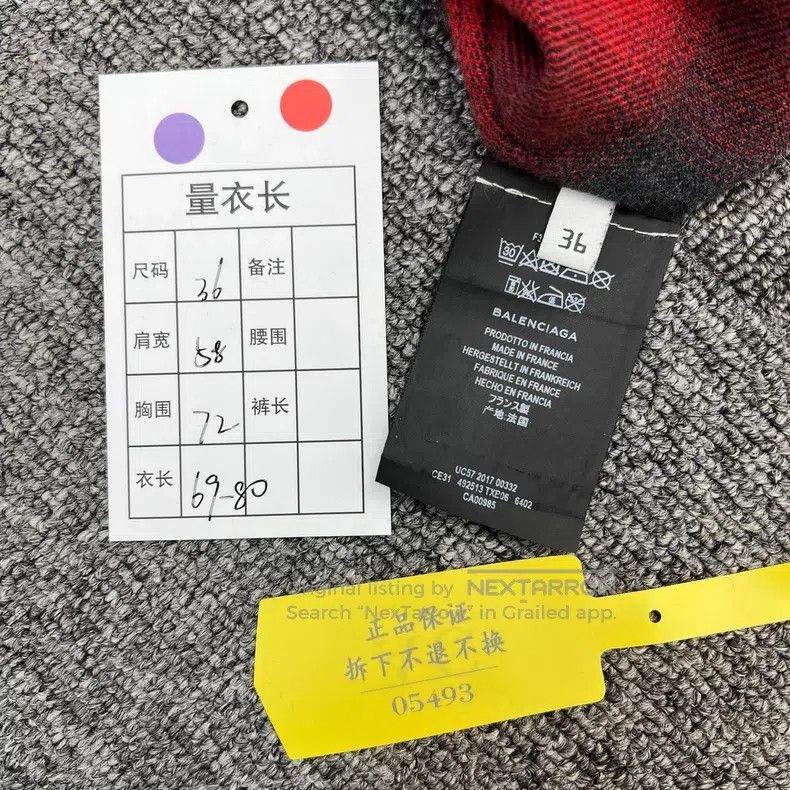 Balenciaga Balenciaga Black and Red Plaid Shirt with Back Ribbon Logo Size XS / US 0-2 / IT 36-38 - 8 Thumbnail