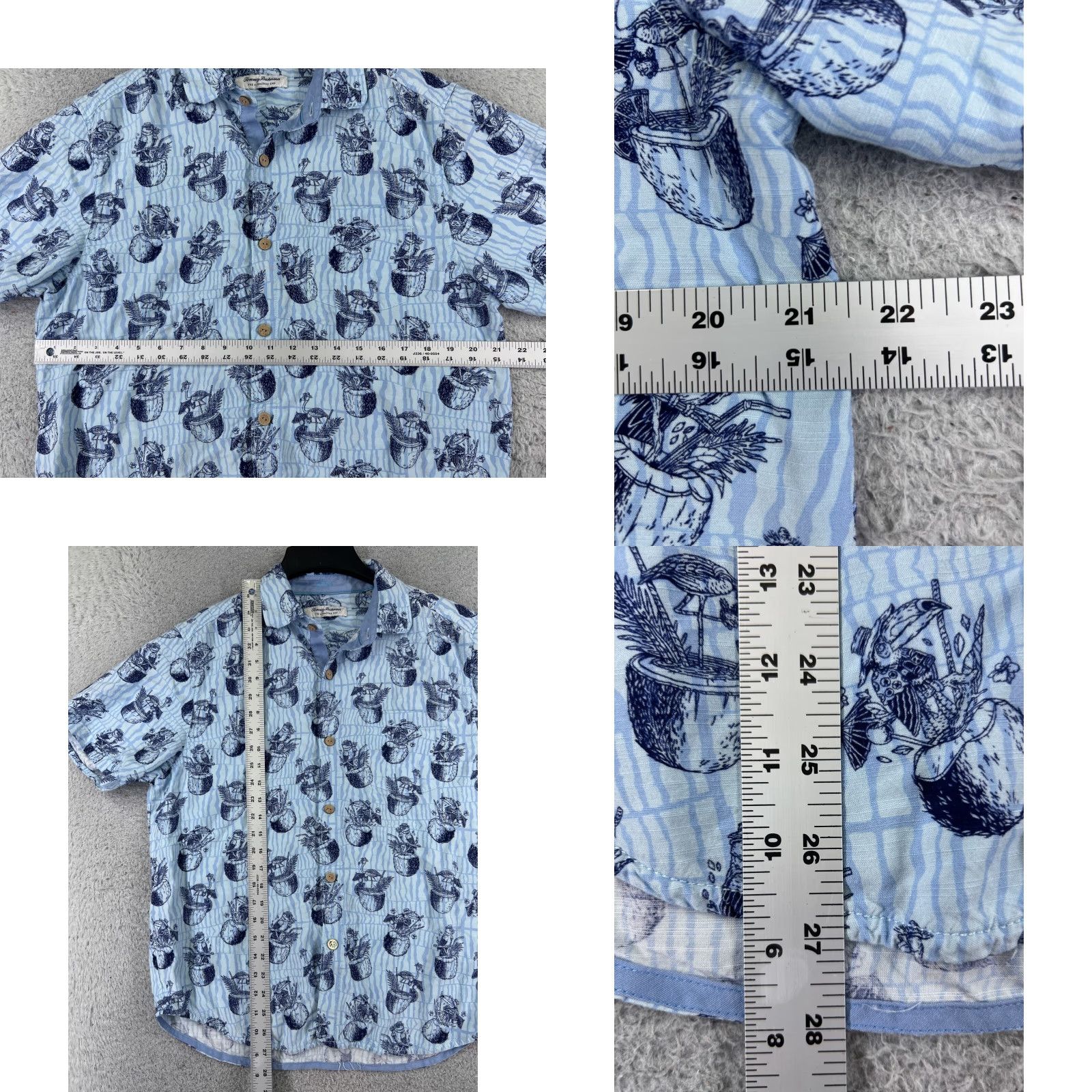 Tommy Bahama Tommy Bahama Shirt Men Medium Blue Veracruz Cay Tropical Drinks Birds Coconut Size US M / EU 48-50 / 2 - 8 Thumbnail