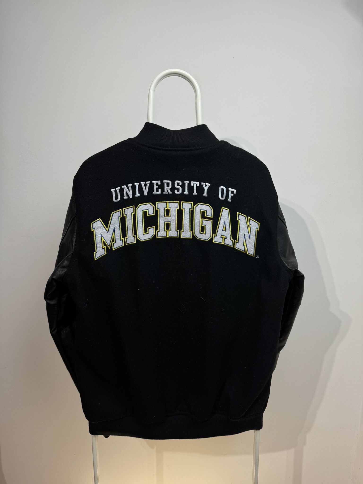 Black Bomber Jacket University of Michigan y2k 90s usa uk