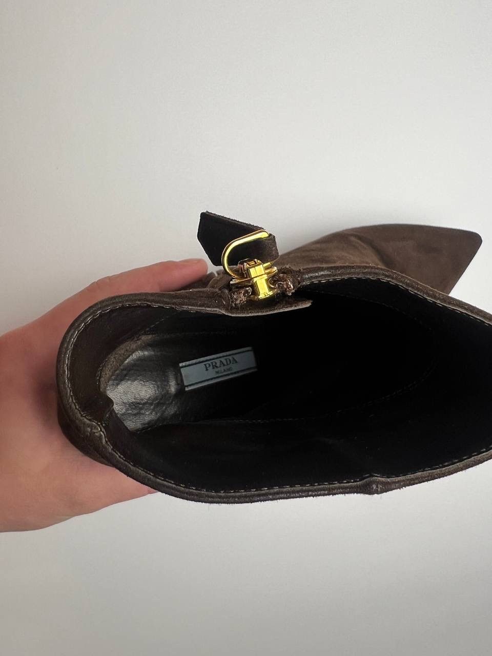 Prada PRADA Brown suede heeled ankle boots Size US 8.5 / IT 38.5 - 10 Thumbnail