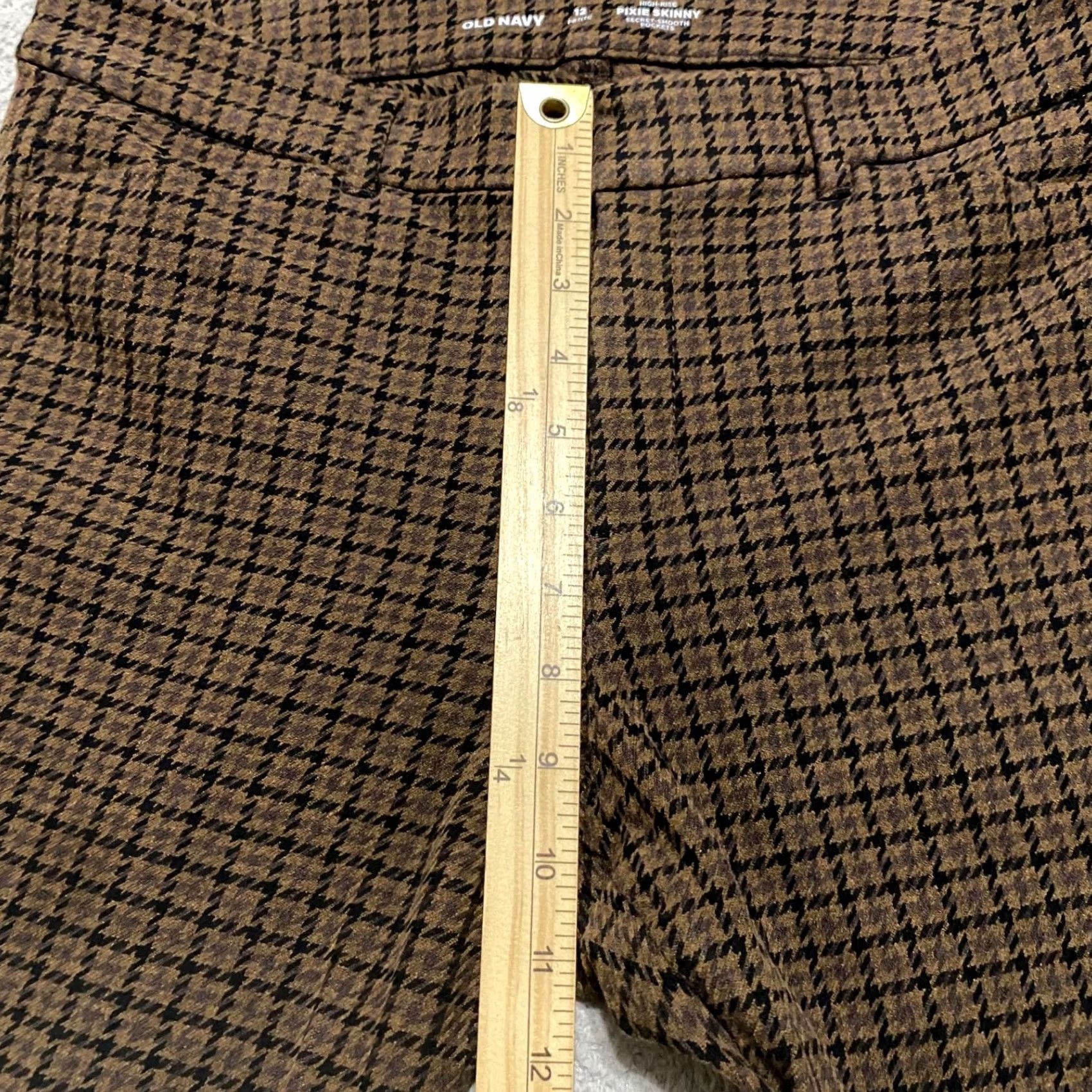 Old Navy Old Navy Pixie Skinny Stretch Plaid Pants - Brown, 12P, Petite, High Rise, Ankle, Wool? Wait no Size 34" / US 12 / IT 48 - 7 Thumbnail
