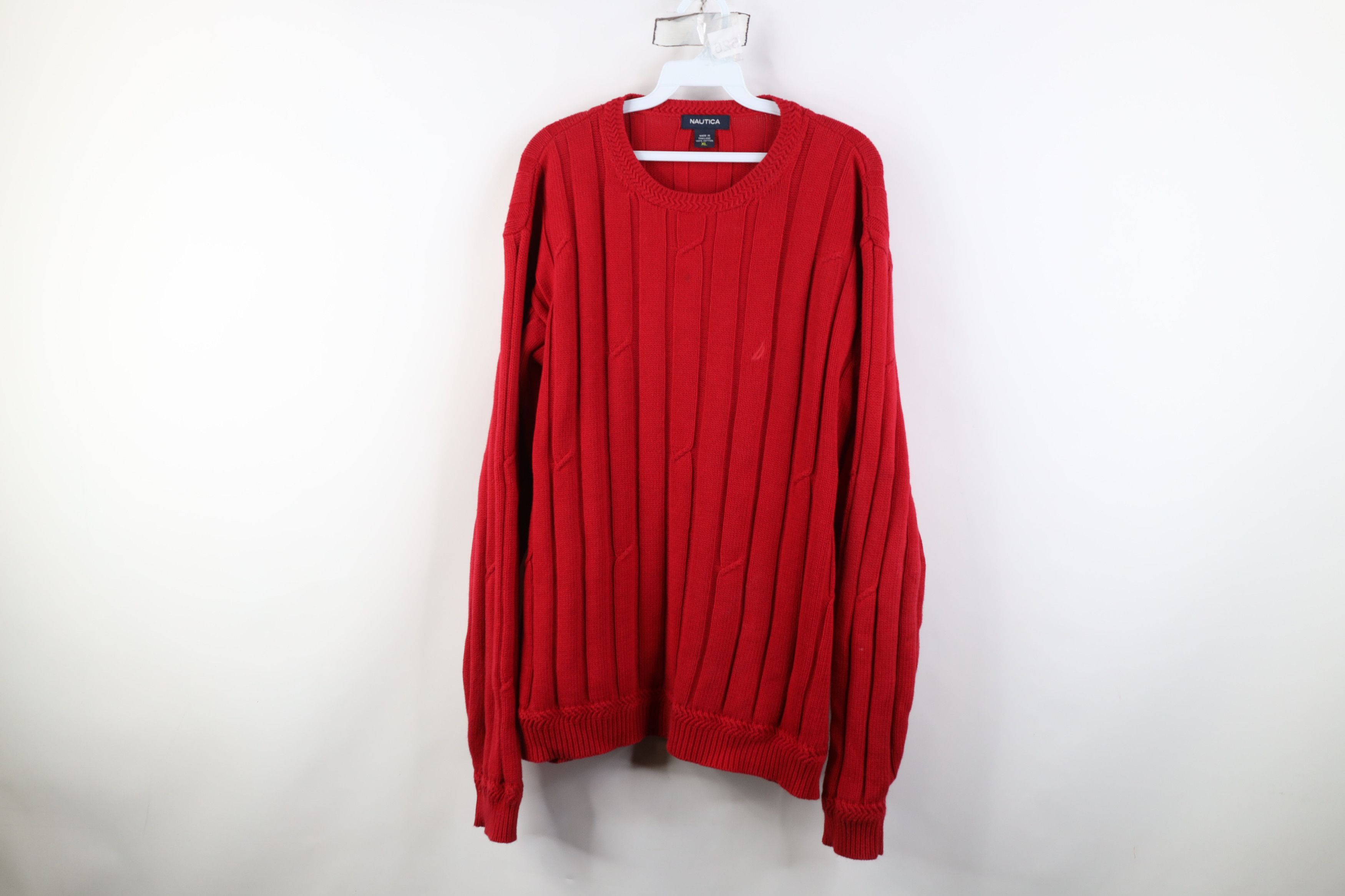 Nautica Vintage 90s Y2K Nautica Cotton Ribbed Knit Crewneck Sweater Size US XL / EU 56 / 4 - 1 Thumbnail