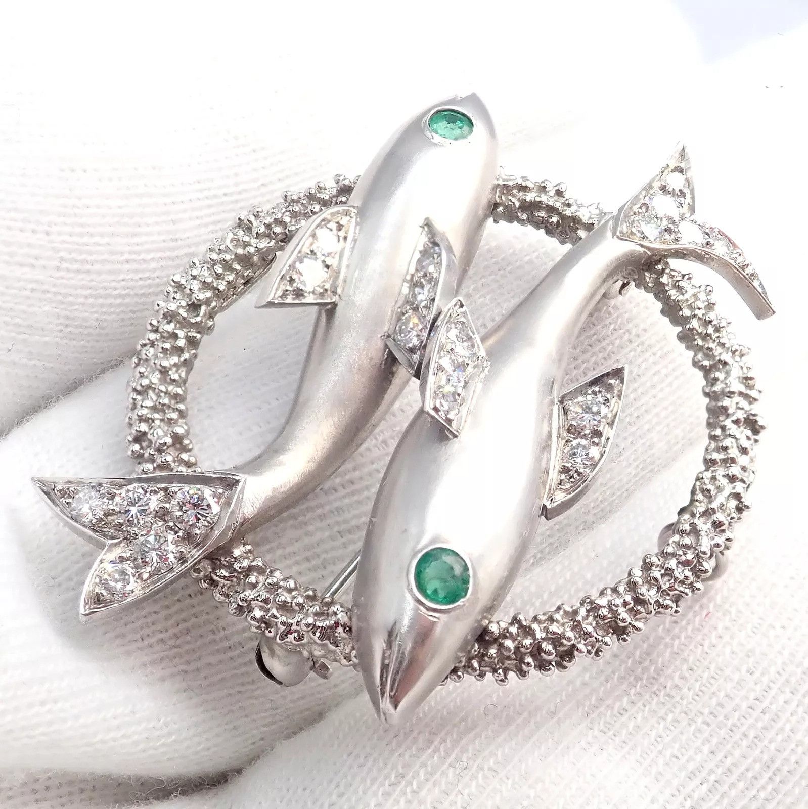Cartier Cartier White Gold Platinum Diamond Emerald Zodiac Brooch Size ONE SIZE - 8 Thumbnail