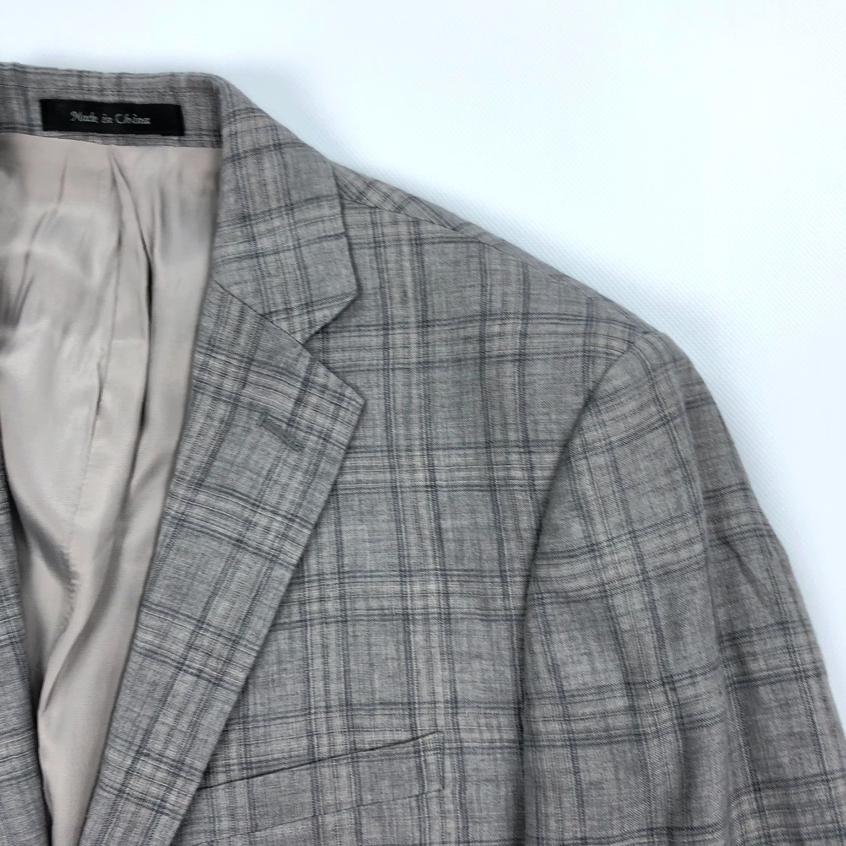 Calvin Klein Calvin Klein Blazer Suit Jacket Sport Coat Gray Plaid 40R Linen Mens Jacket Blazer 2 Button Notch Lapel Size 40R - 2 Thumbnail