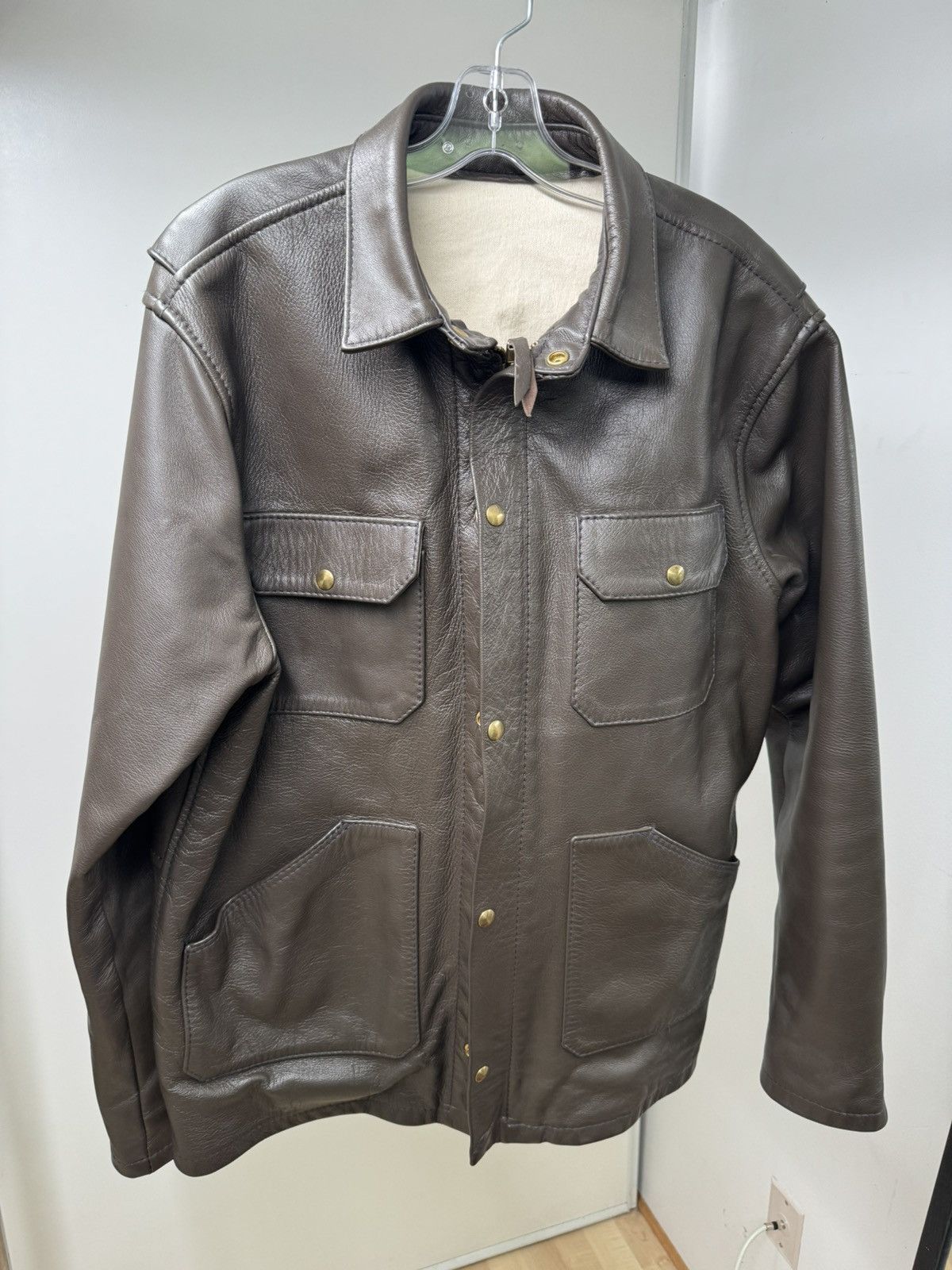 image of Ship John X Langlitz Leathers Wills Goat Leather Jacket in Brown, Men's (Size 2XL)