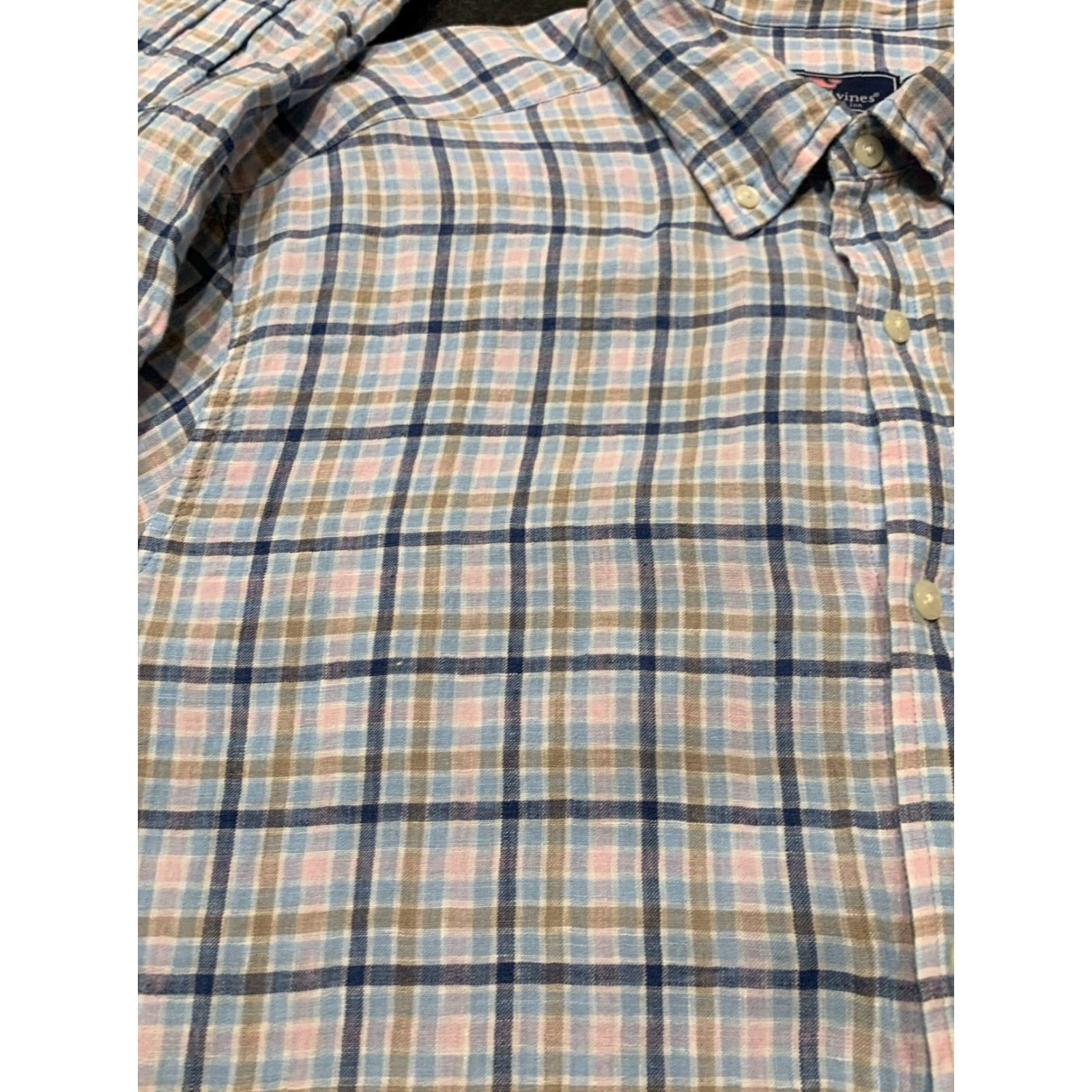 Vineyard Vines Vineyard Vines Men’s XL Linen Plaid Button-Down Shirt Multi-Color Classic Fit Collared Long Sleeve Size US XL / EU 56 / 4 - 4 Thumbnail
