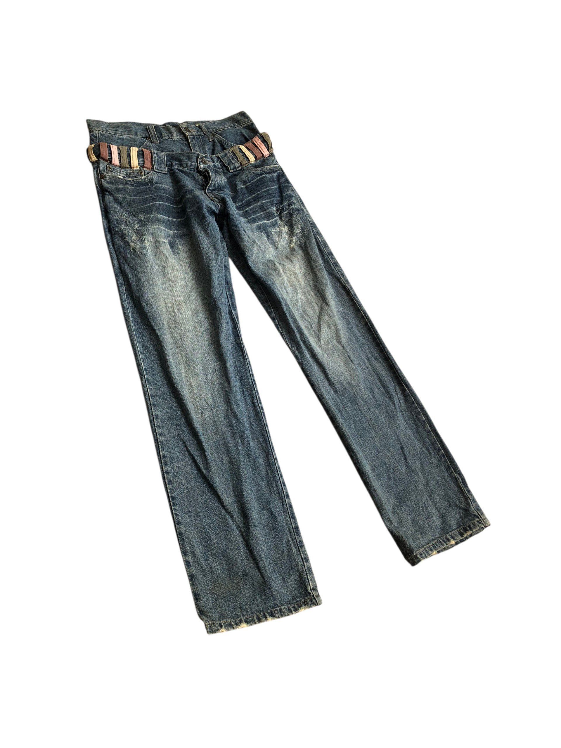 If Six Was Nine 2000s Double Waist Fading Jeans Vkei style Y2k Japanese Size US 30 / EU 46 - 3 Thumbnail