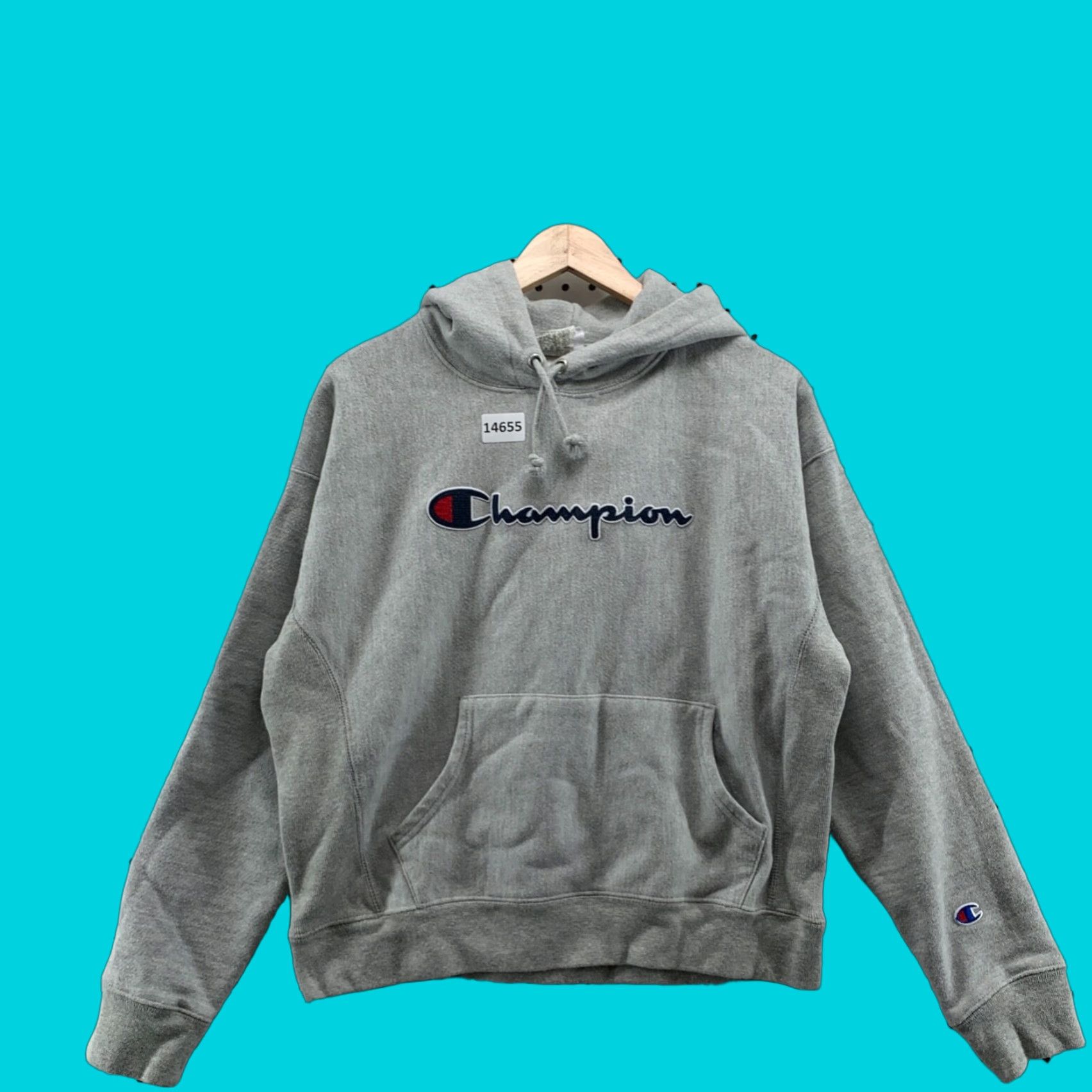 Champion Champion Reverse Weave Hoodie Women Large Gray Spellout Hooded Pullover Size L / US 10 / IT 46 - 1 Thumbnail