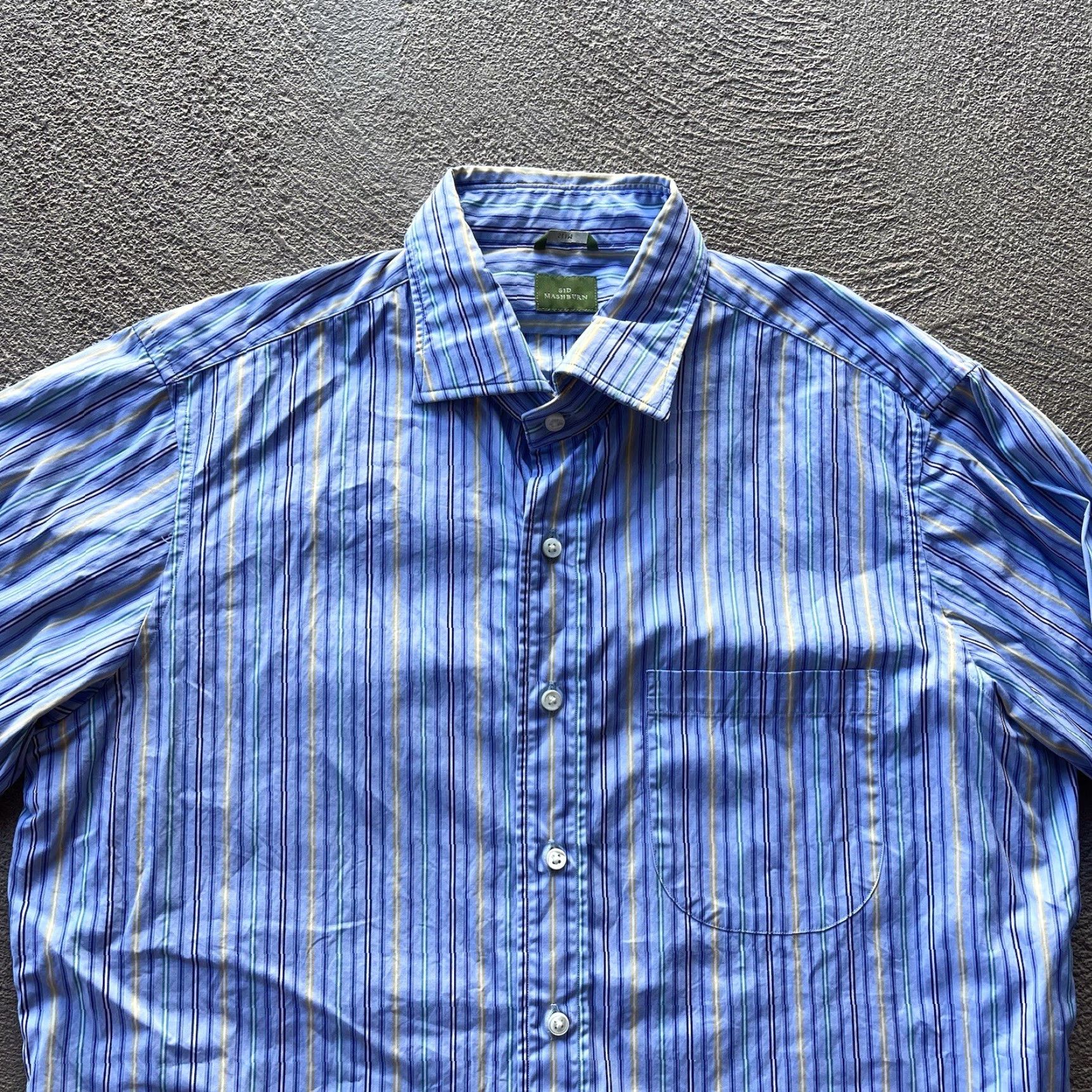 Sid Mashburn Sid Mashburn Blue Striped Button-Up Shirt Mens Medium Slim Fit Cotton Preppy Classic Size US M / EU 48-50 / 2 - 3 Thumbnail