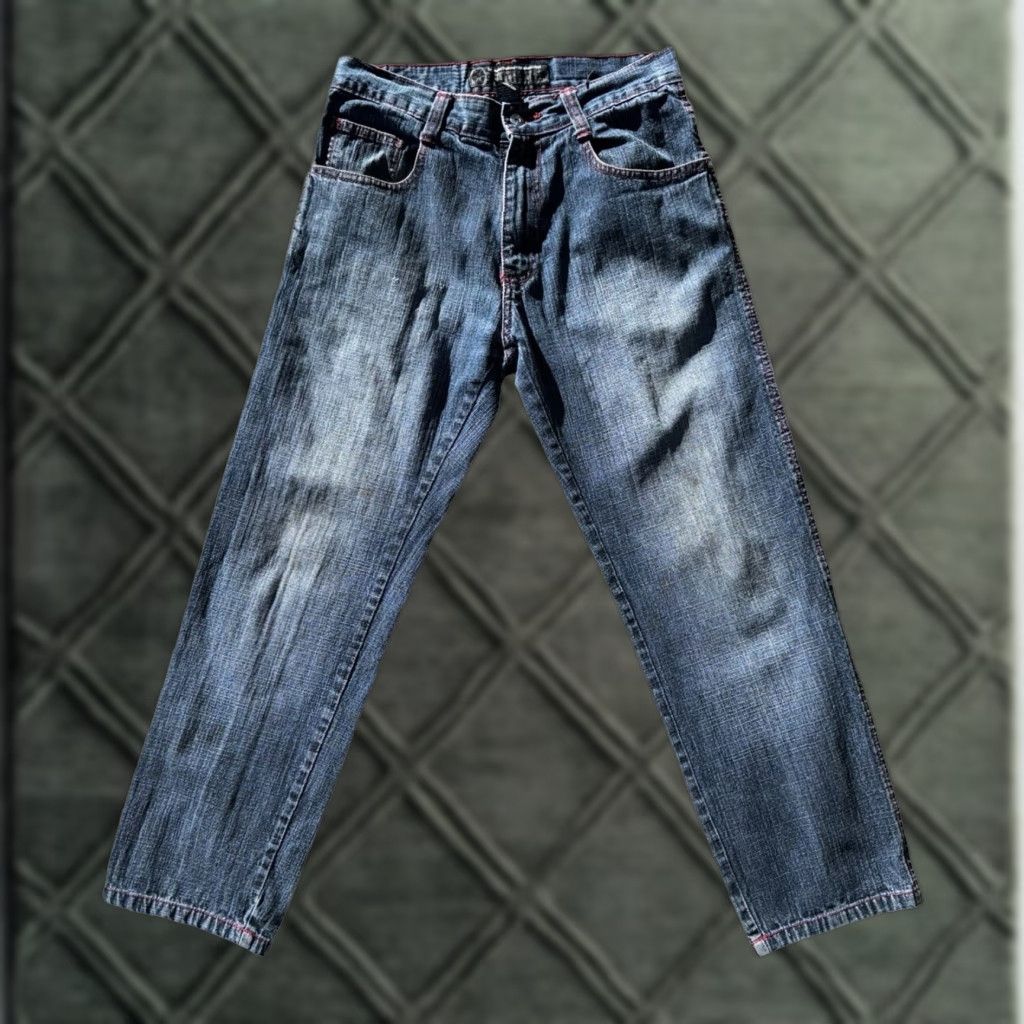 Southpole SouthPole Jeans Skater Grunge Wide-Leg Red Stitching 32x32 Y2K Baggy Streetwear Sz 32 Mens RARE Size US 32 / EU 48 - 1 Thumbnail