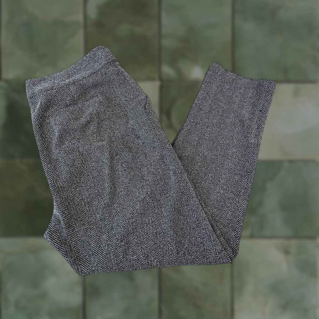 Vince Camuto Vince Camuto Womens Gray Herringbone Flat Front Tapered Leg Career Pants Size 12 Size 34" / US 12 / IT 48 - 1 Thumbnail