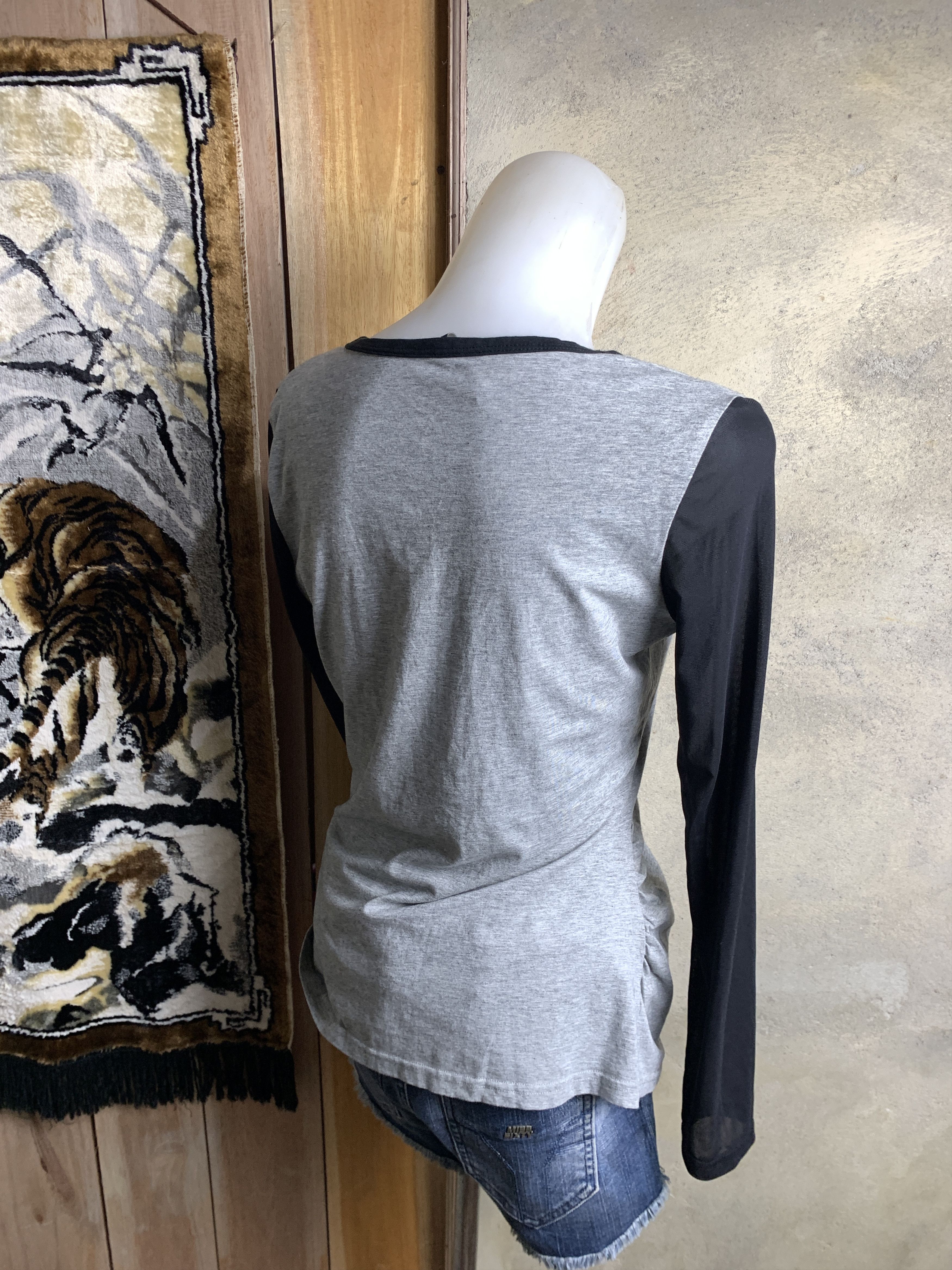 Japanese Brand Rottweiler Art Fitted Longsleeve Top (M) Size M / US 6-8 / IT 42-44 - 3 Thumbnail
