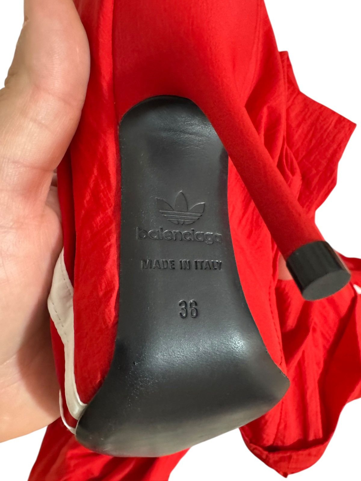 Adidas × Balenciaga Balenciaga x Adidas Red Track Pants with Heeled Boots Size 25" / US 0 / IT 36 - 23 Thumbnail
