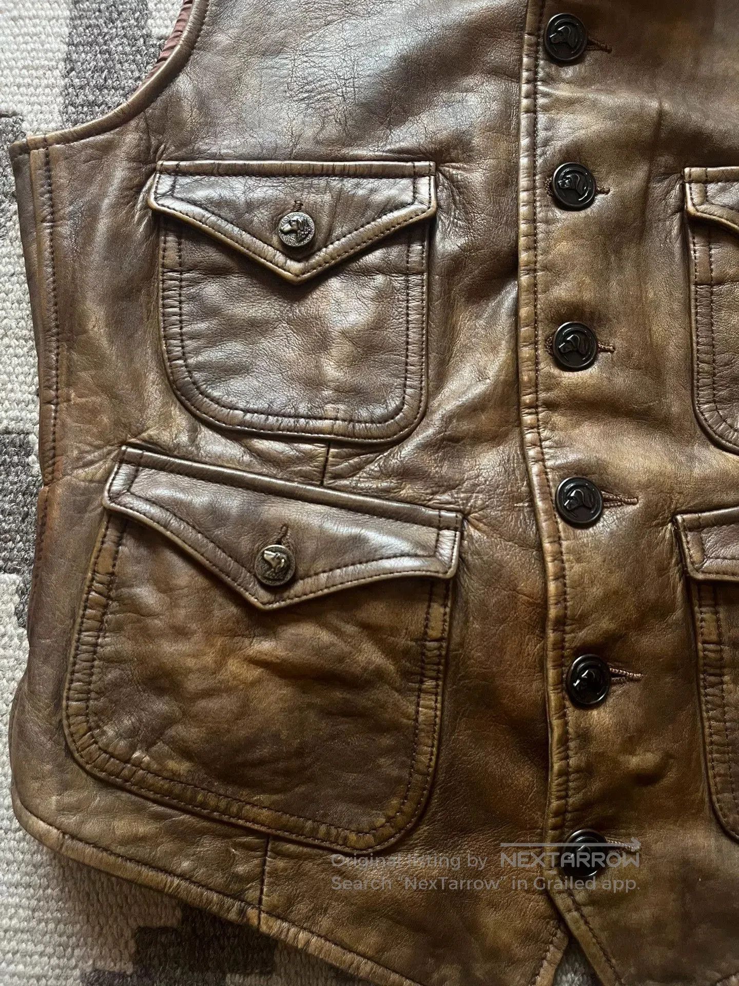 RRL Ralph Lauren Ralph Lauren Vintage Leather Hunting Vest. Size US M / EU 48-50 / 2 - 3 Thumbnail