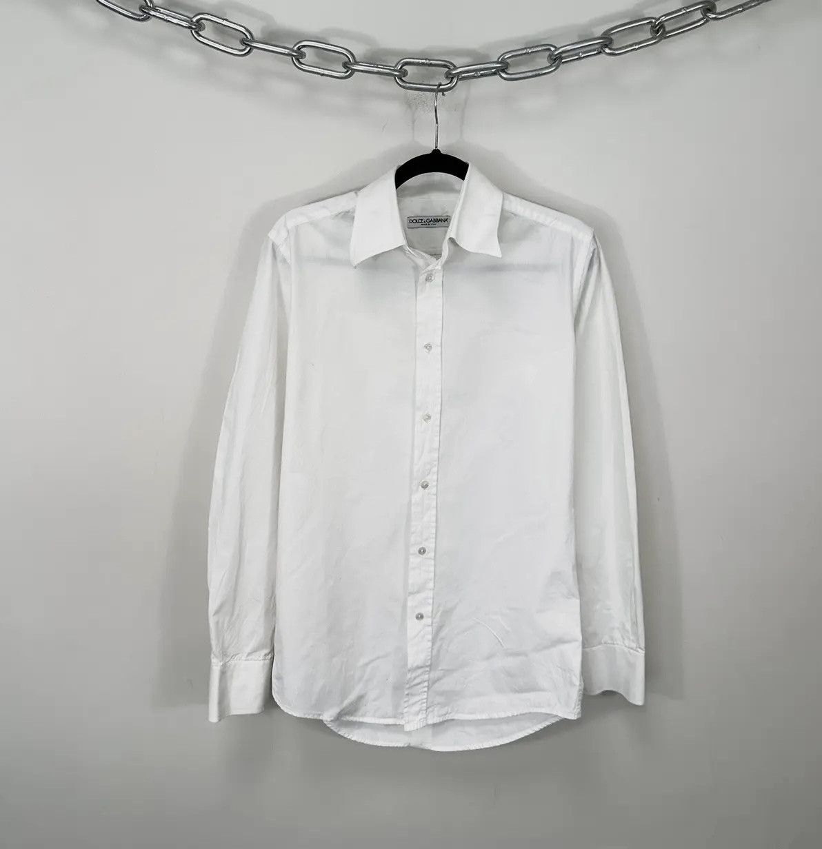 Dolce & Gabbana × Vintage Vintage Dolce & Gabbana Men's White Button Up Dress Shirt Size US M / EU 48-50 / 2 - 1 Thumbnail