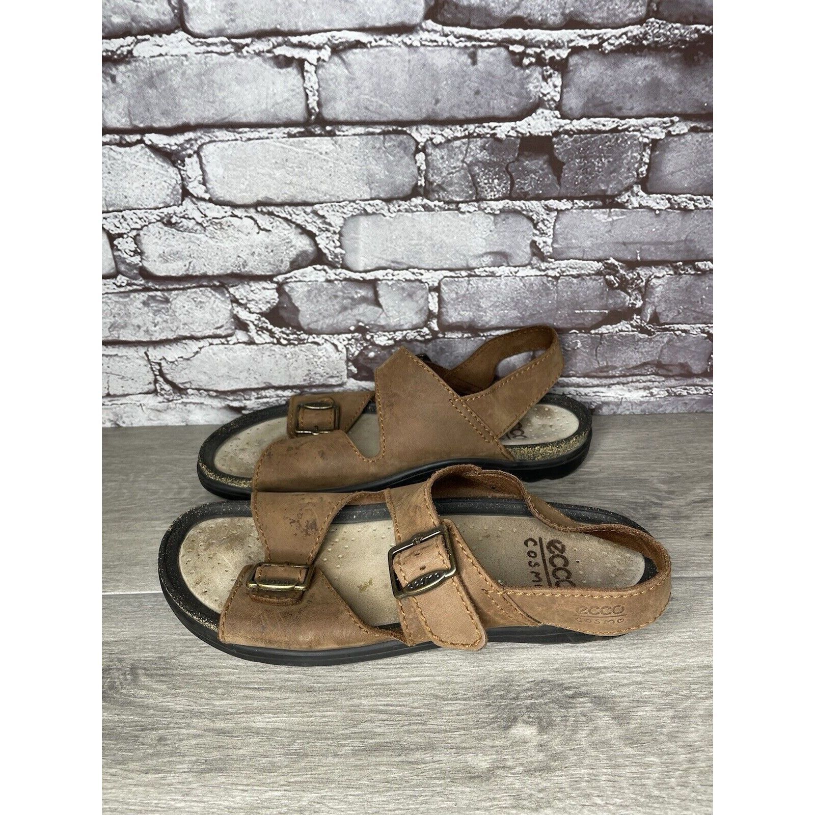Ecco Ecco Cosmo Brown Leather Casual Comfort Cork Strap Sandals M Size US 13 / EU 46 - 9 Thumbnail