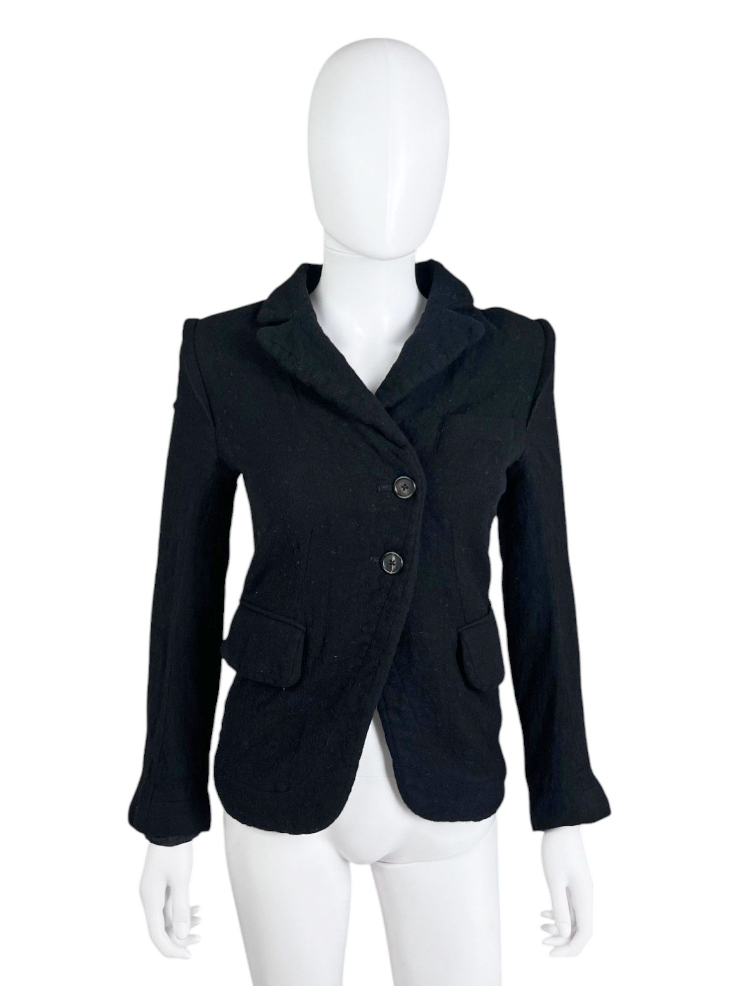 Ann Demeulemeester Asymmetric Black Wool Blazer Size S / US 4 / IT 40 - 1 Thumbnail