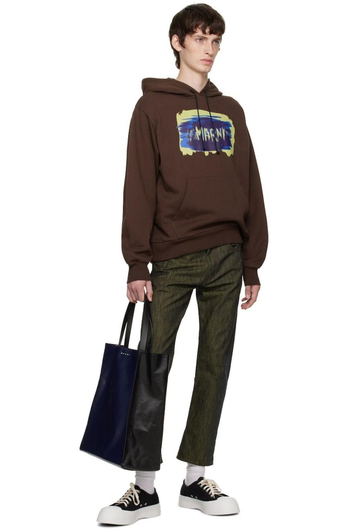 Marni o1y0225 Logo Hoodie in Dark Brown Size US L / EU 52-54 / 3 - 4 Thumbnail