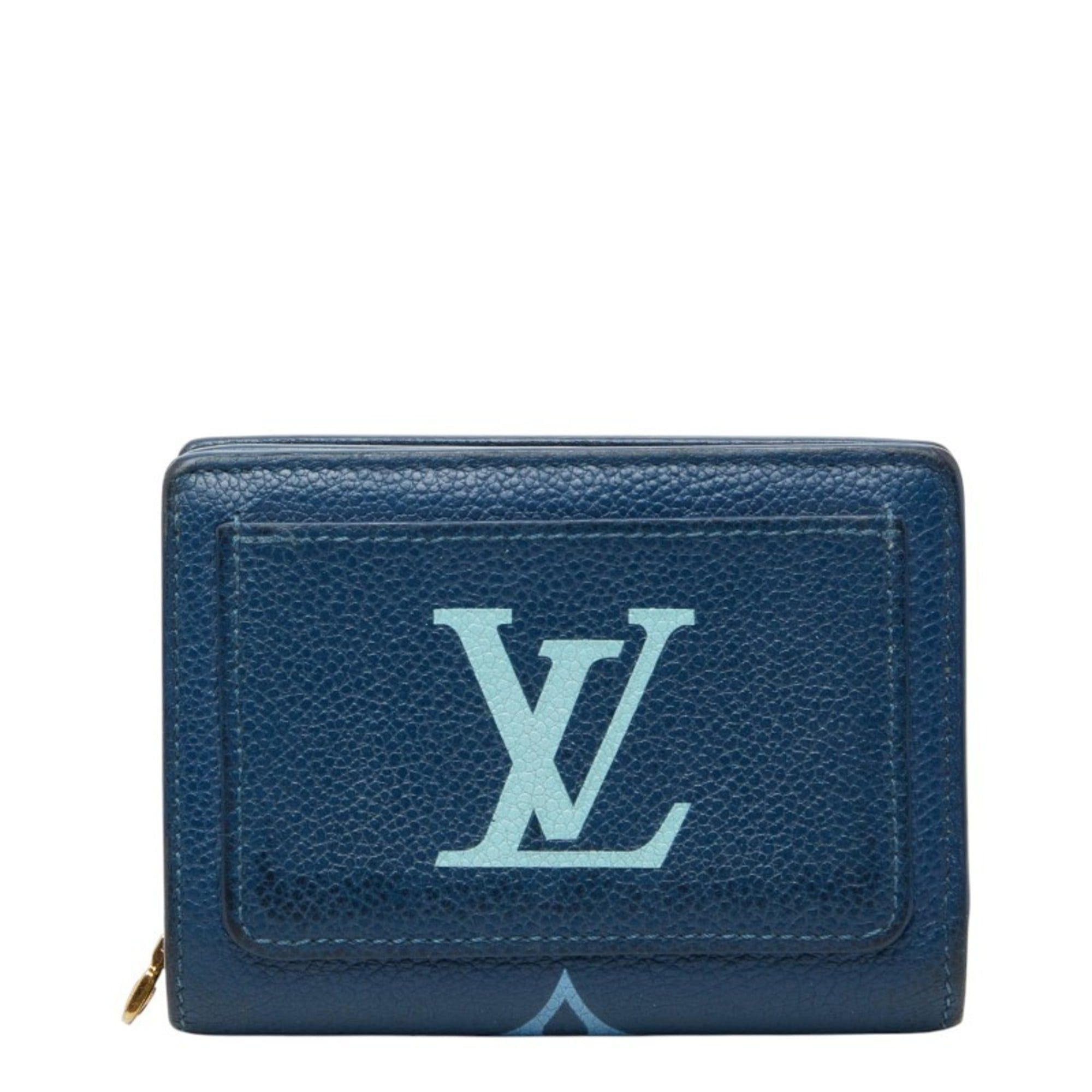 Louis Vuitton Louis Vuitton Two-Tone Monogram Empreinte Portefeuille Claire Bi-fold Compact Wallet M82329 Blue and White Leather Women's LOUIS VUITTON Size ONE SIZE - 1 Thumbnail
